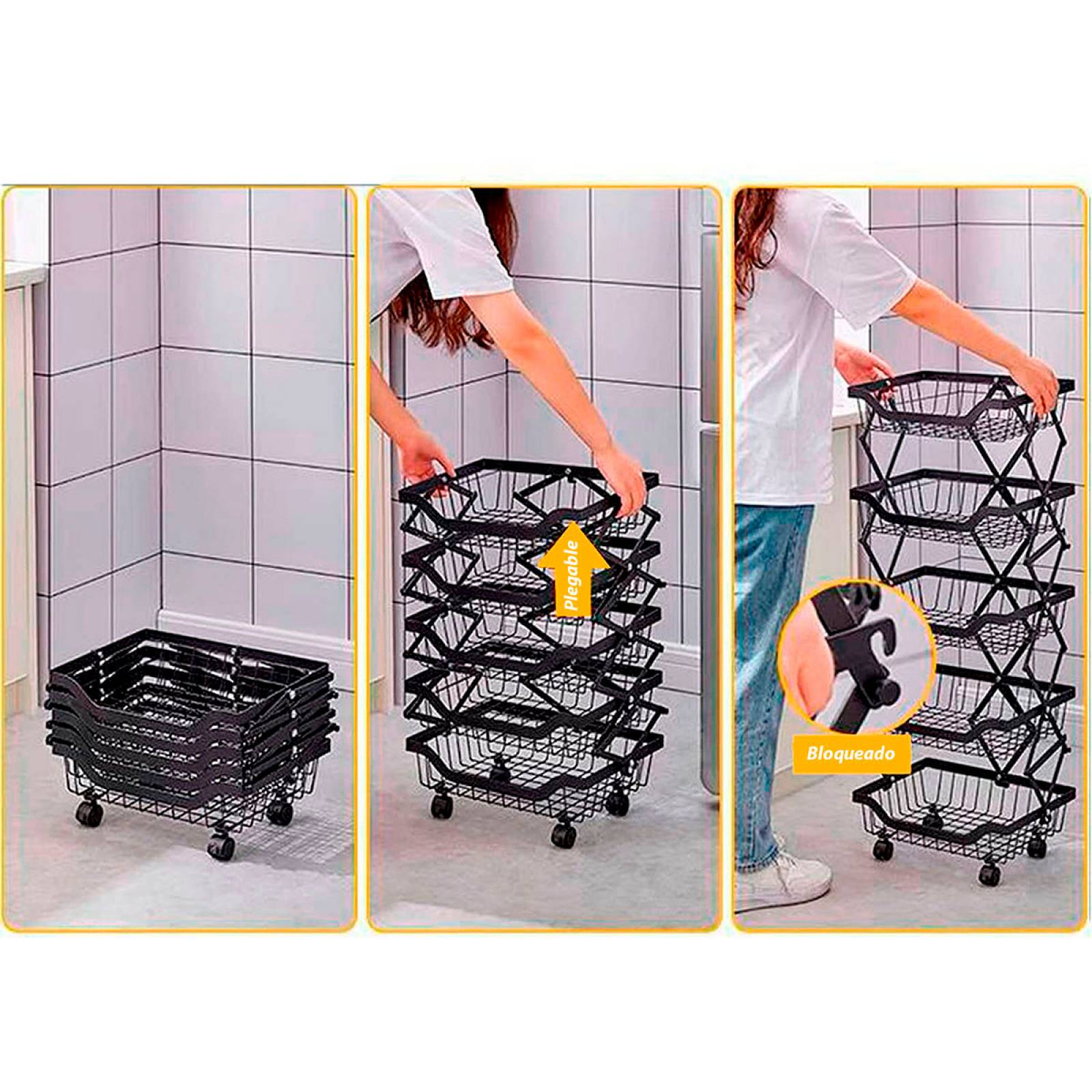 Organizador Plegable Frutero Alacena Cocina Despensa de 5 Niveles Gifu