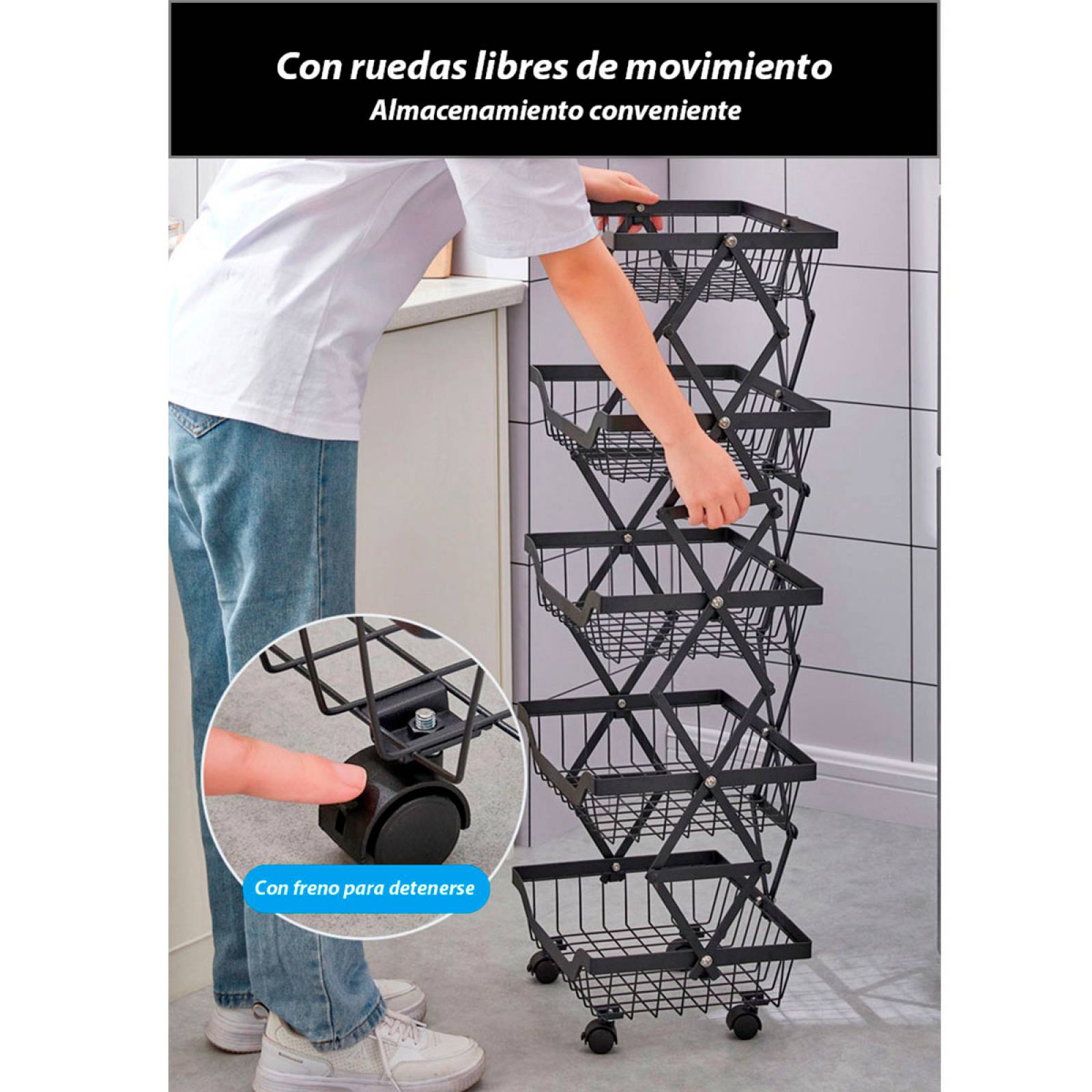 Organizador Plegable Frutero Alacena Cocina Despensa de 5 Niveles Gifu