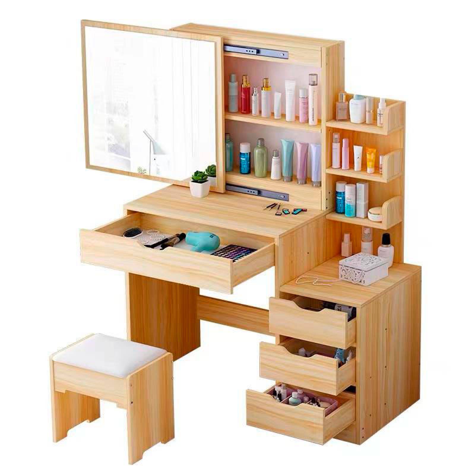 Comix Organizador de escritorio con 2 cajones y 4 compartimentos,  almacenamiento de maquillaje de plástico, organizador de tocador,  organizador de