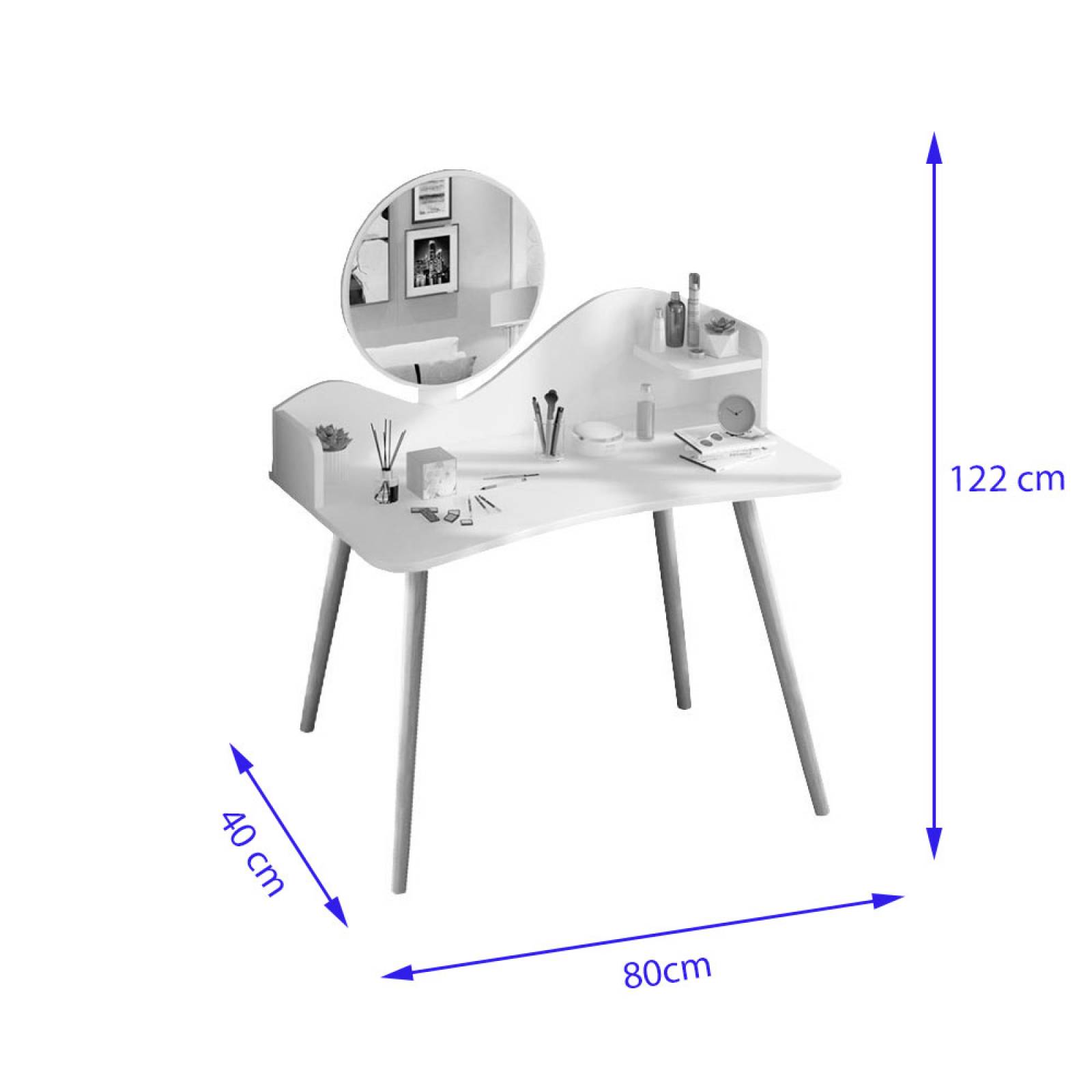 Tocador con Espejo Moderno Minimalista Bossa Quinn Blanco.