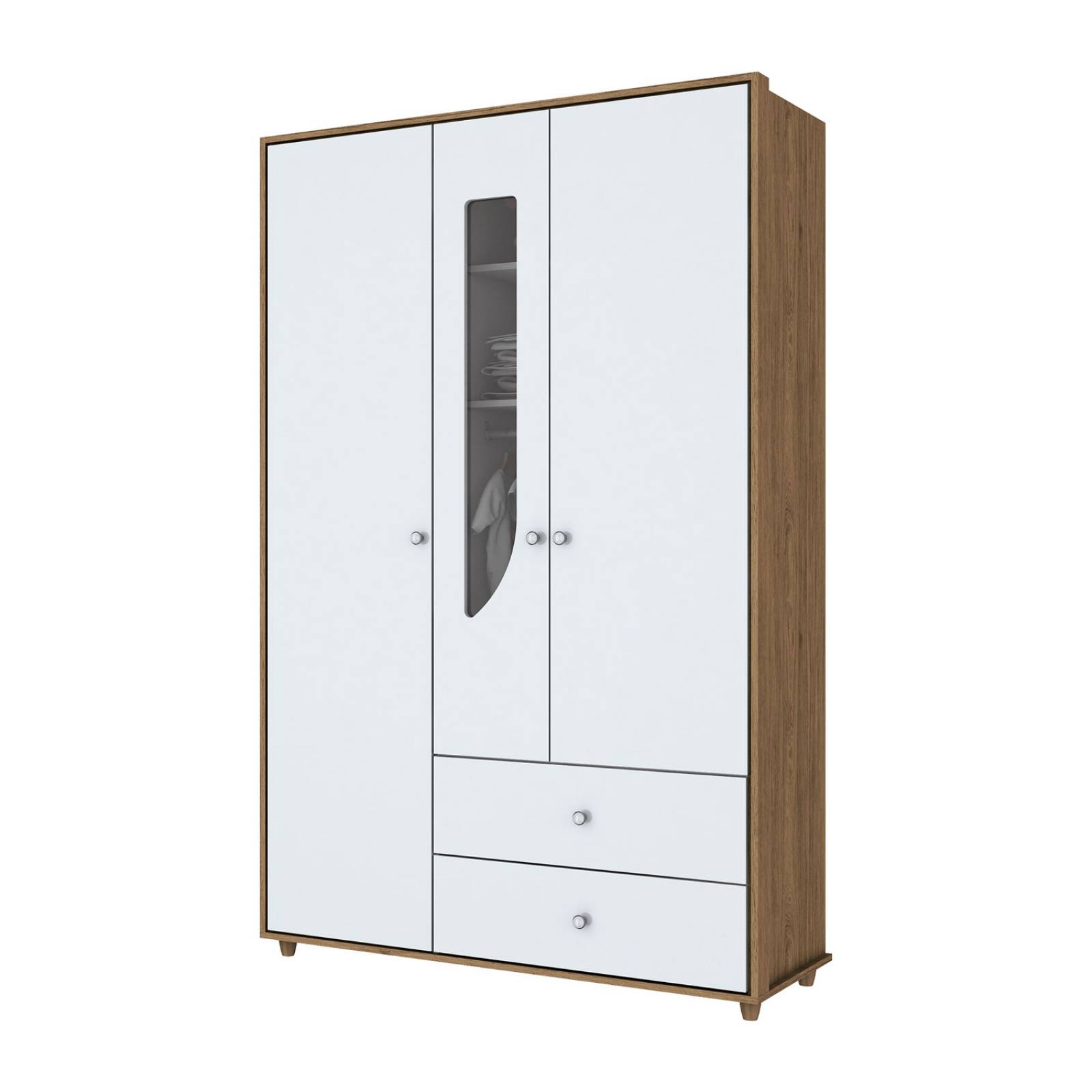 Ropero Pao de Mel 3 Puertas Rustico/Blanco