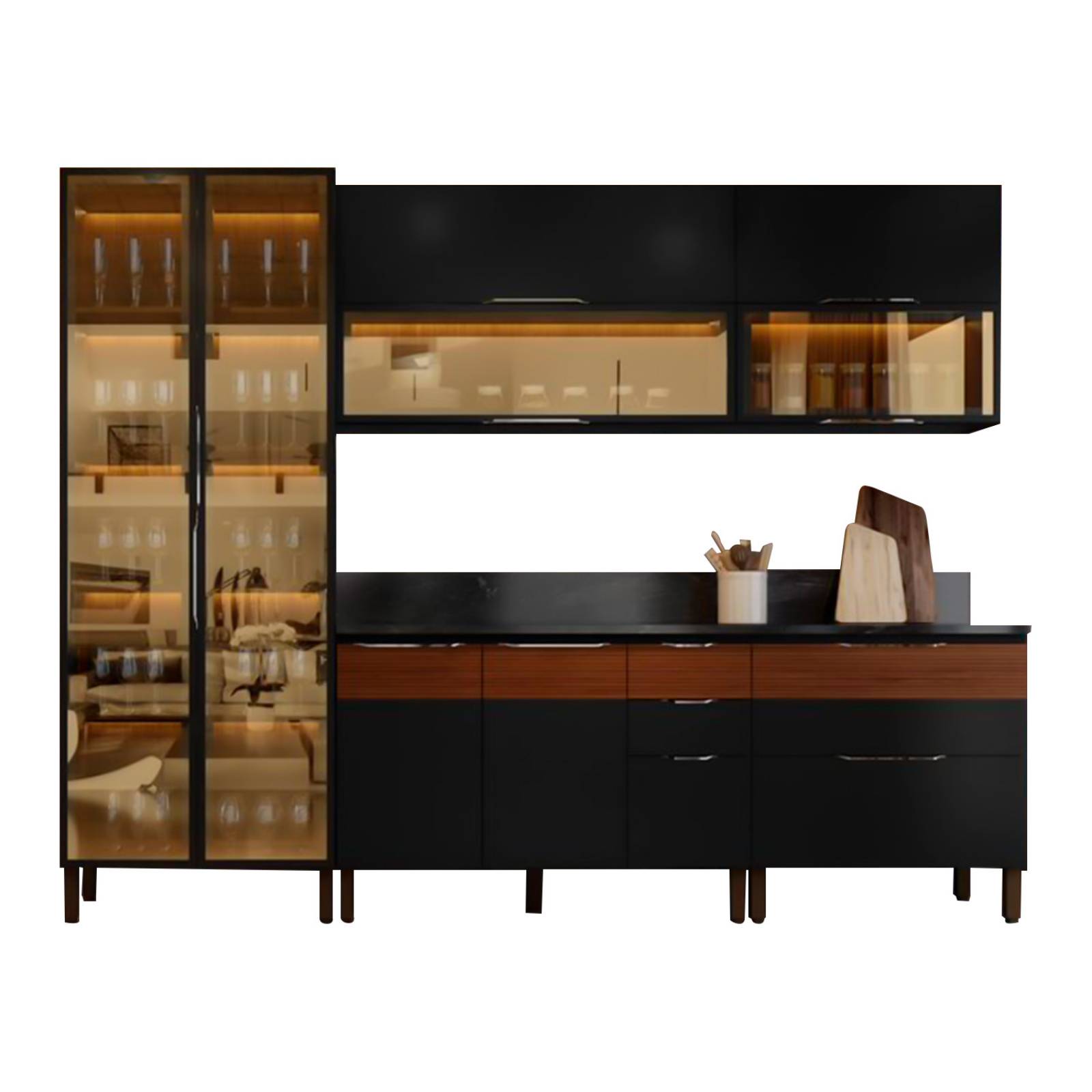 Cocina Modular Bossa Milán Nogal/Ripado