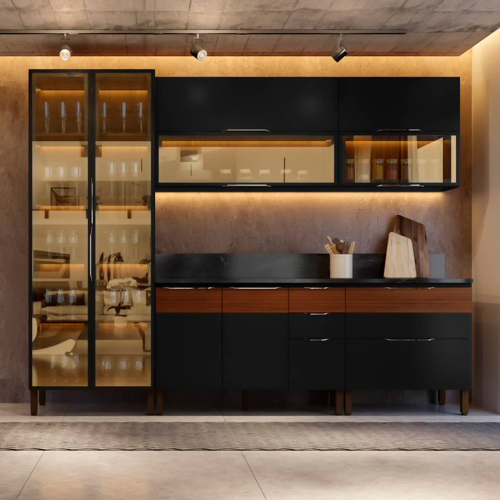 Cocina Modular Bossa Milán Nogal/Ripado