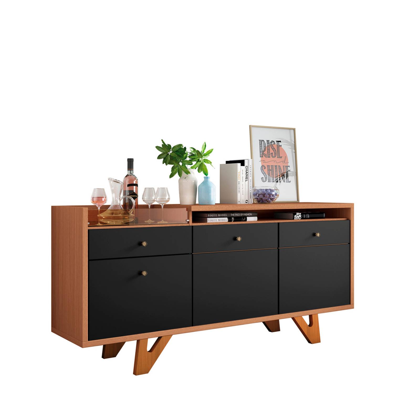 Bufetero para Comedor o Cocina Bossa Sollare Natural/Negro