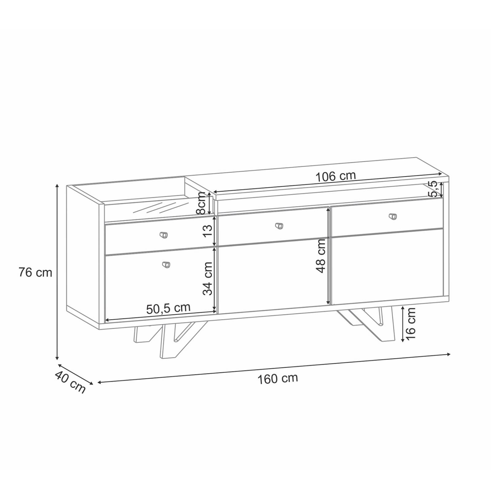 Bufetero para Comedor o Cocina Bossa Sollare Natural/Negro