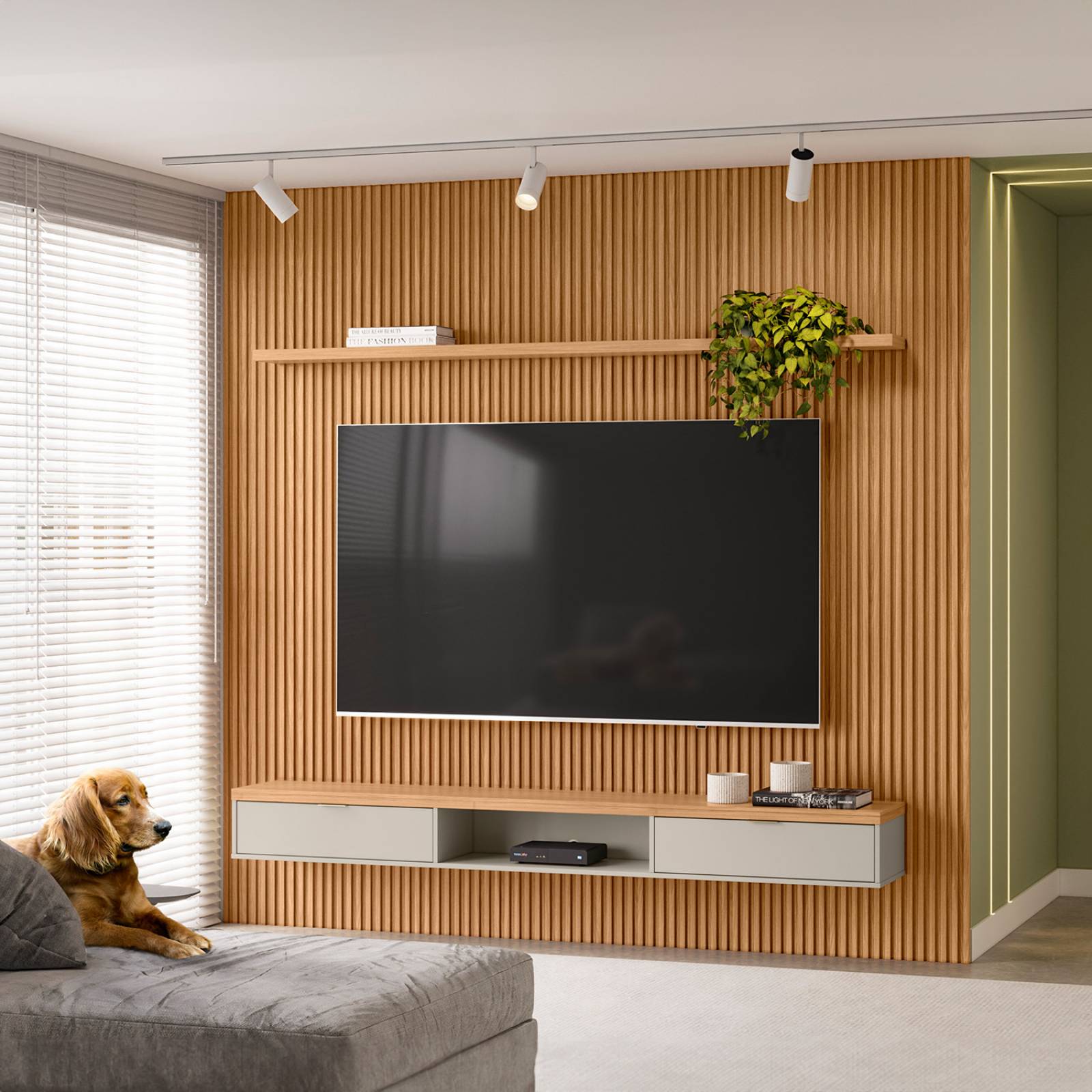 Panel Modular para TV Bossa Aruba 260cm Natural/Off White.