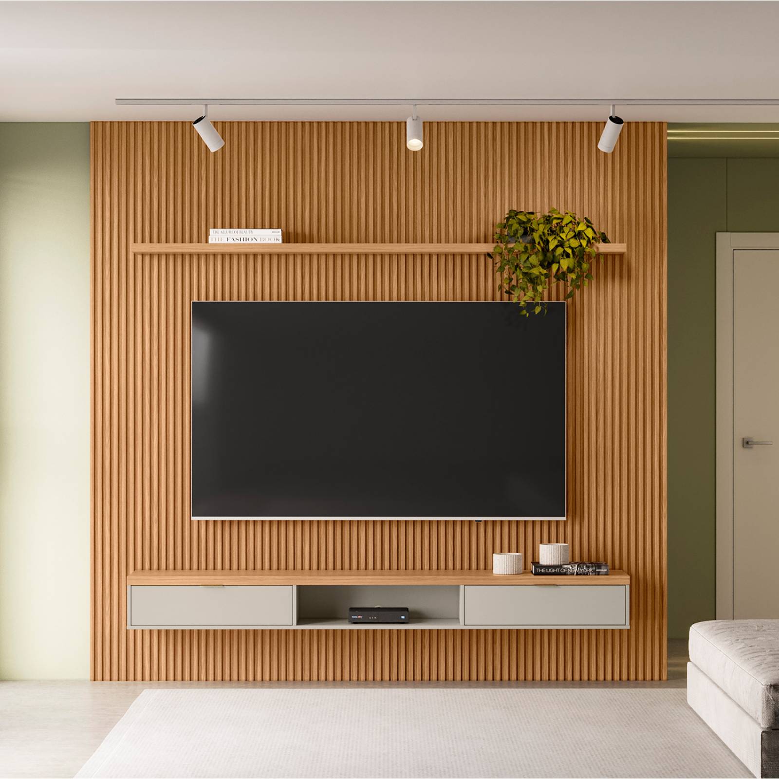 Panel Modular para TV Bossa Aruba 260cm Natural/Off White.