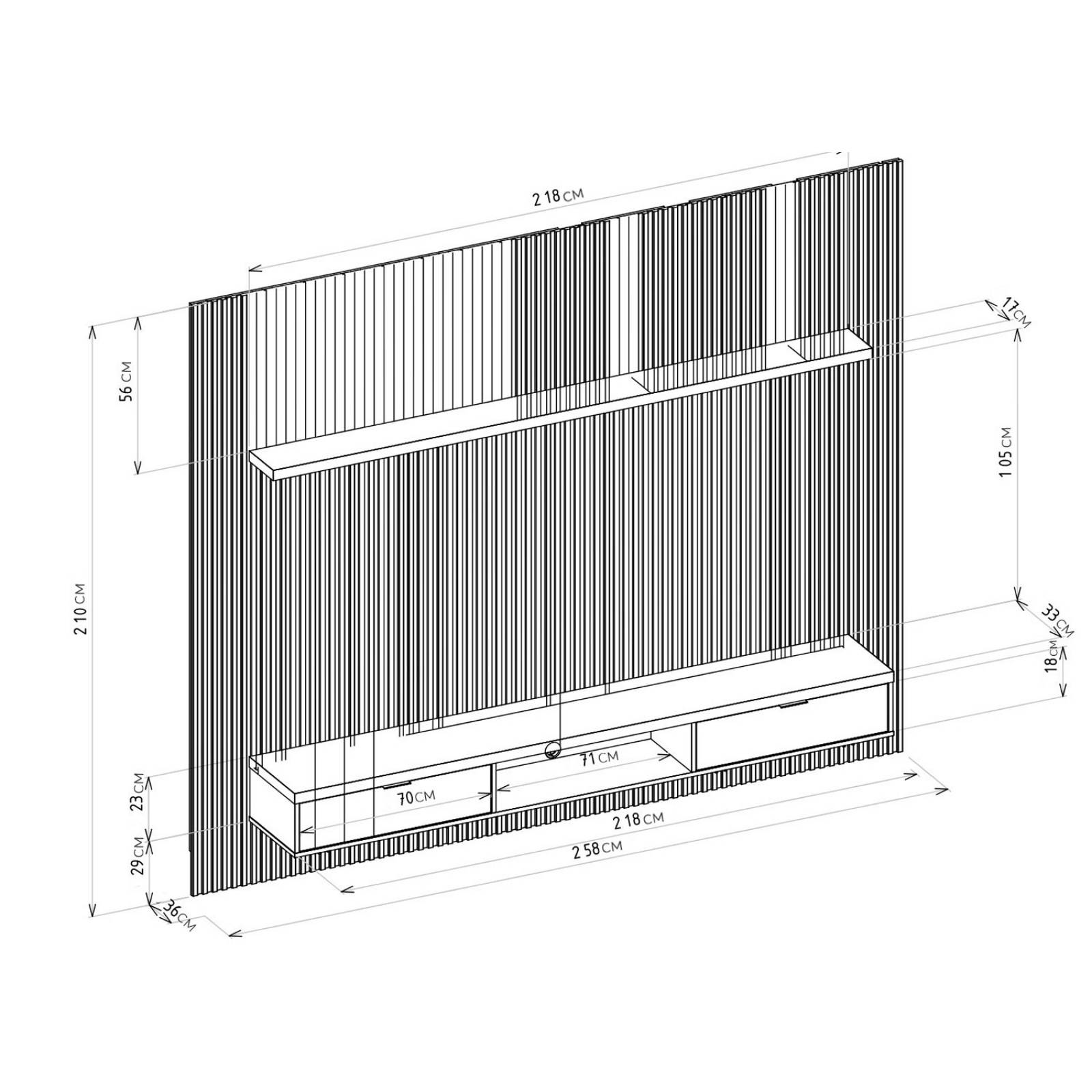 Panel Modular para TV Bossa Aruba 260cm Natural/Off White.