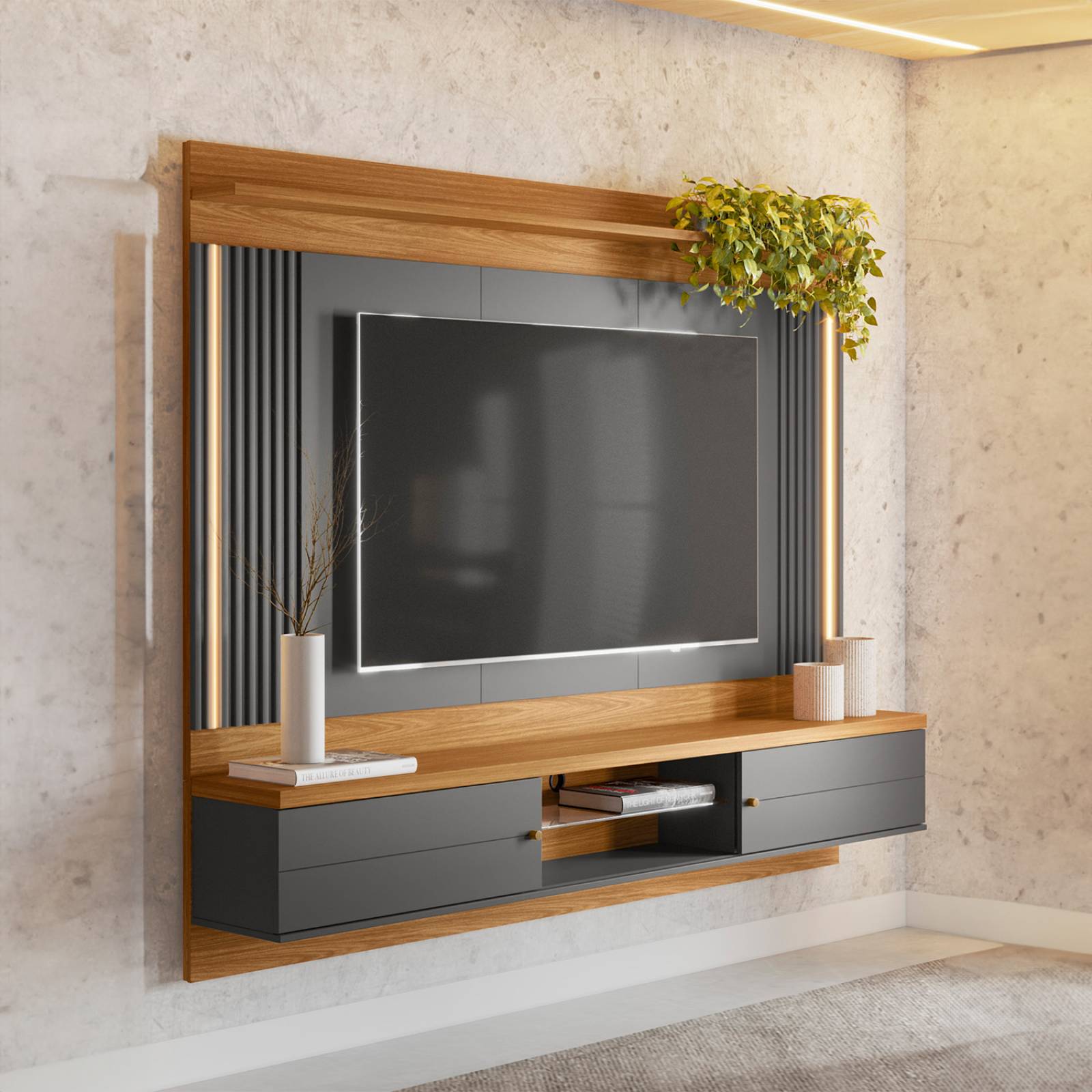 Panel para TV Bossa Barcelona Natural/Plomo