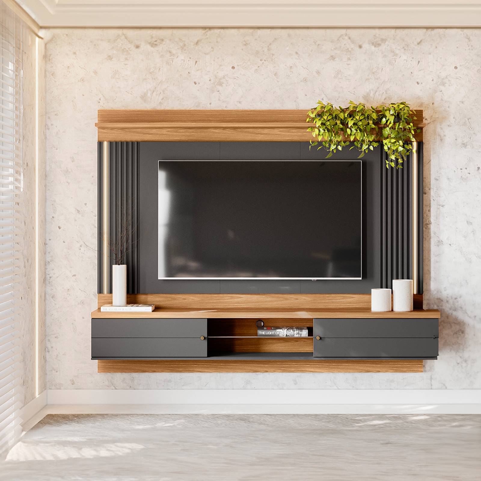 Panel para TV Bossa Barcelona Natural/Plomo