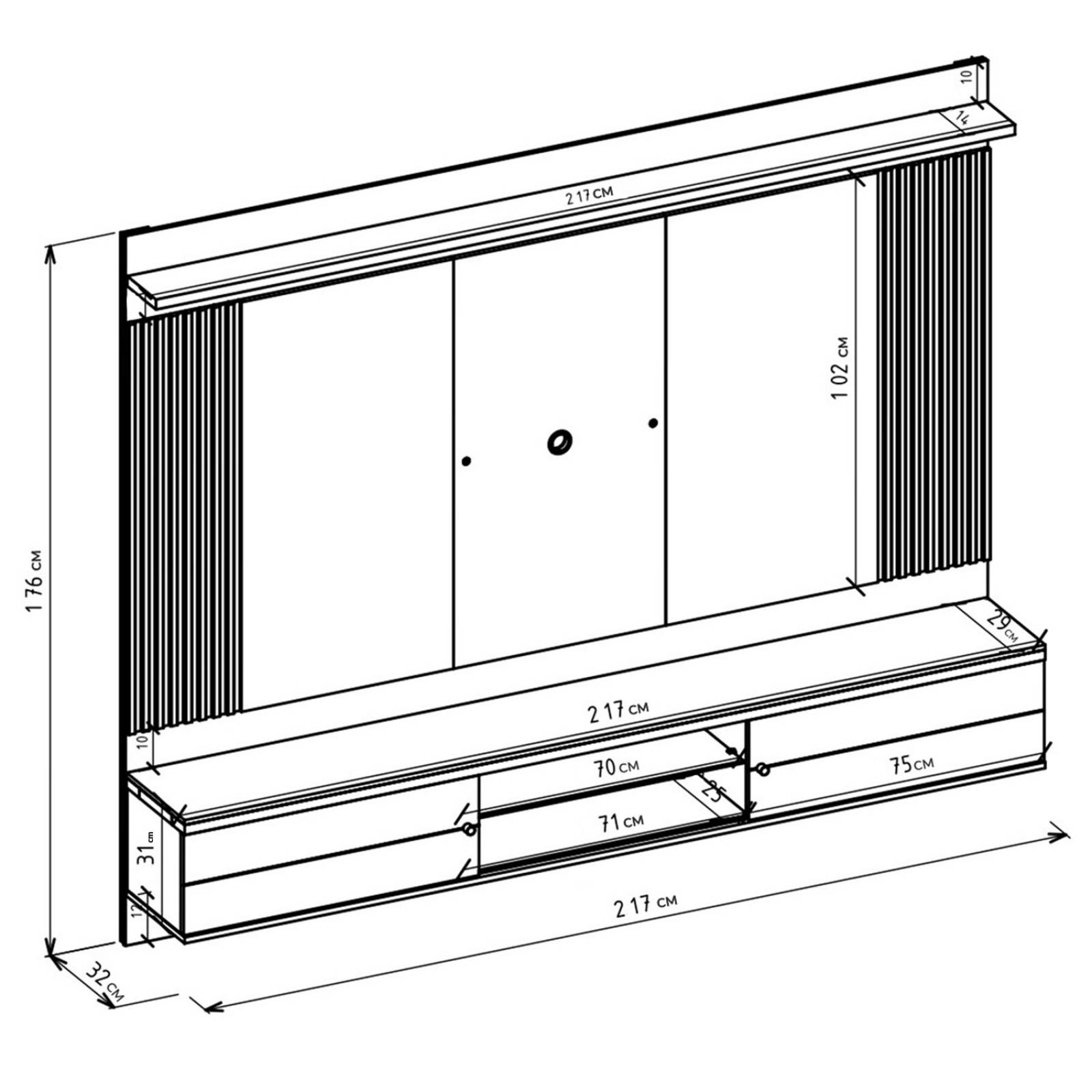 Panel para TV Bossa Barcelona Natural/Plomo
