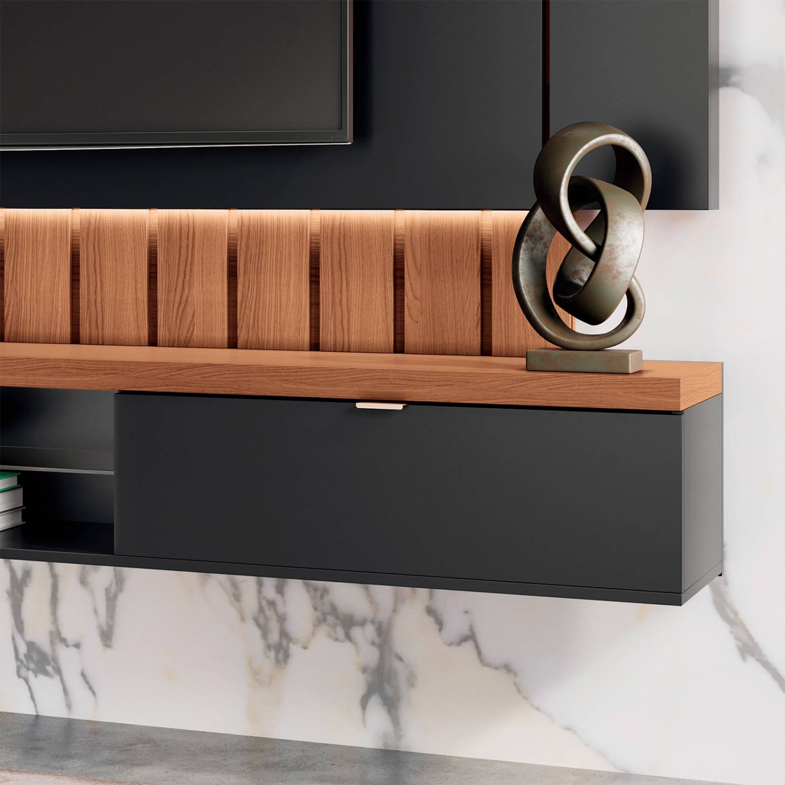 Panel para TV Bossa Ilusión Negro/Roble