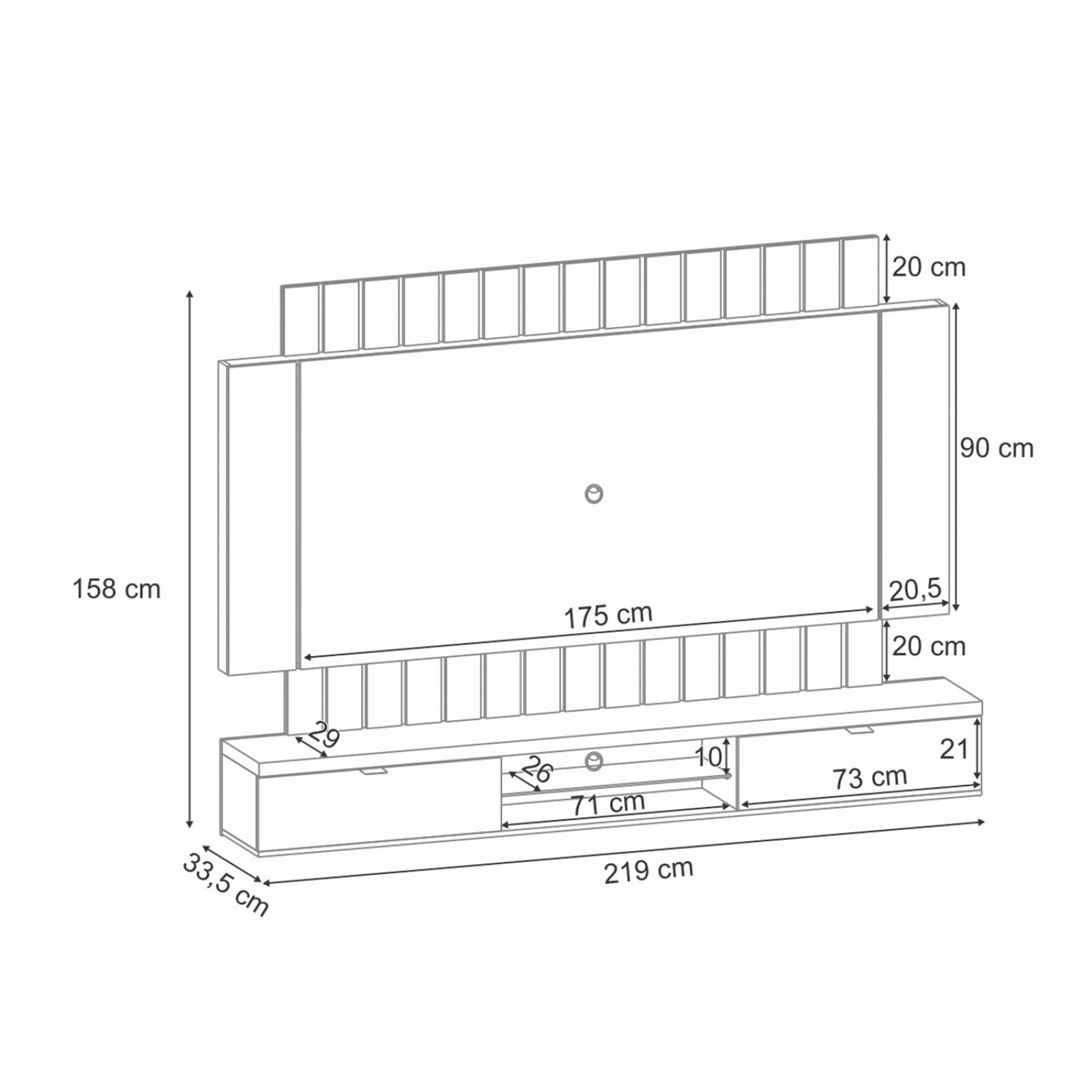 Panel para TV Bossa Ilusión Negro/Roble