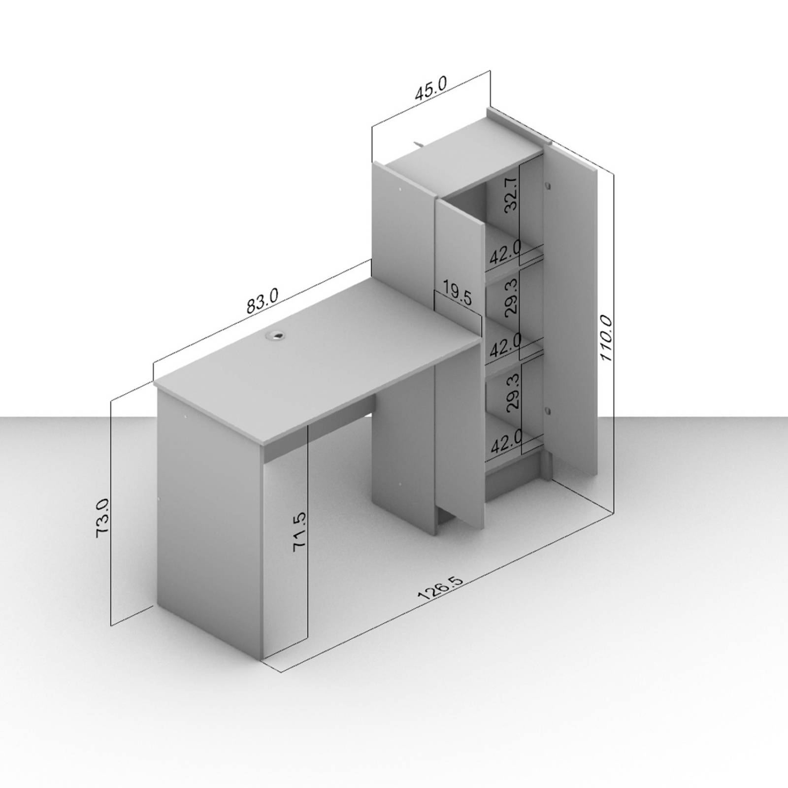 Escritorio Home Office con Estante Bossa Manaus Café.