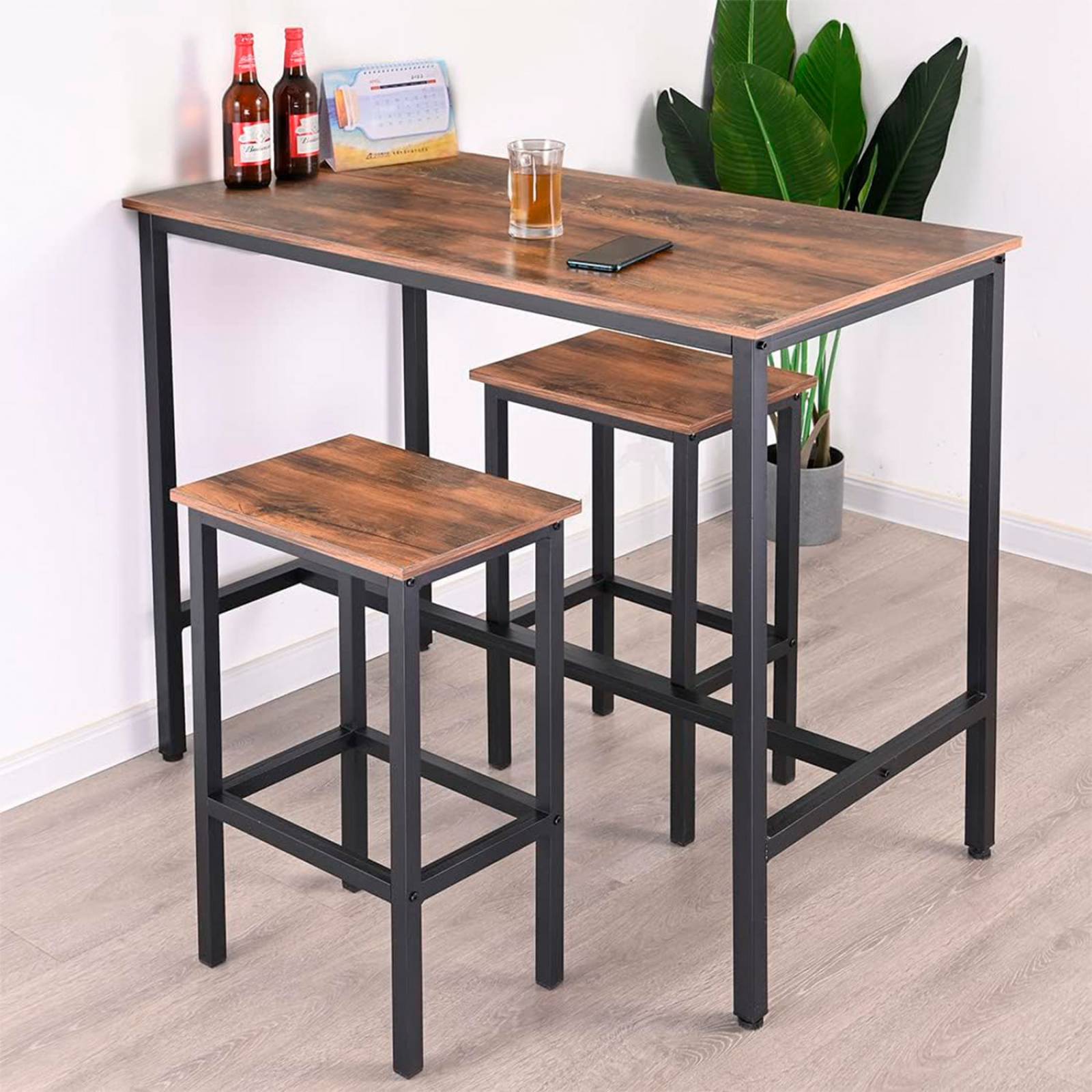 Mesa Barra de Cocina Multiusos 2 Bancos Moderna Bossa Zed