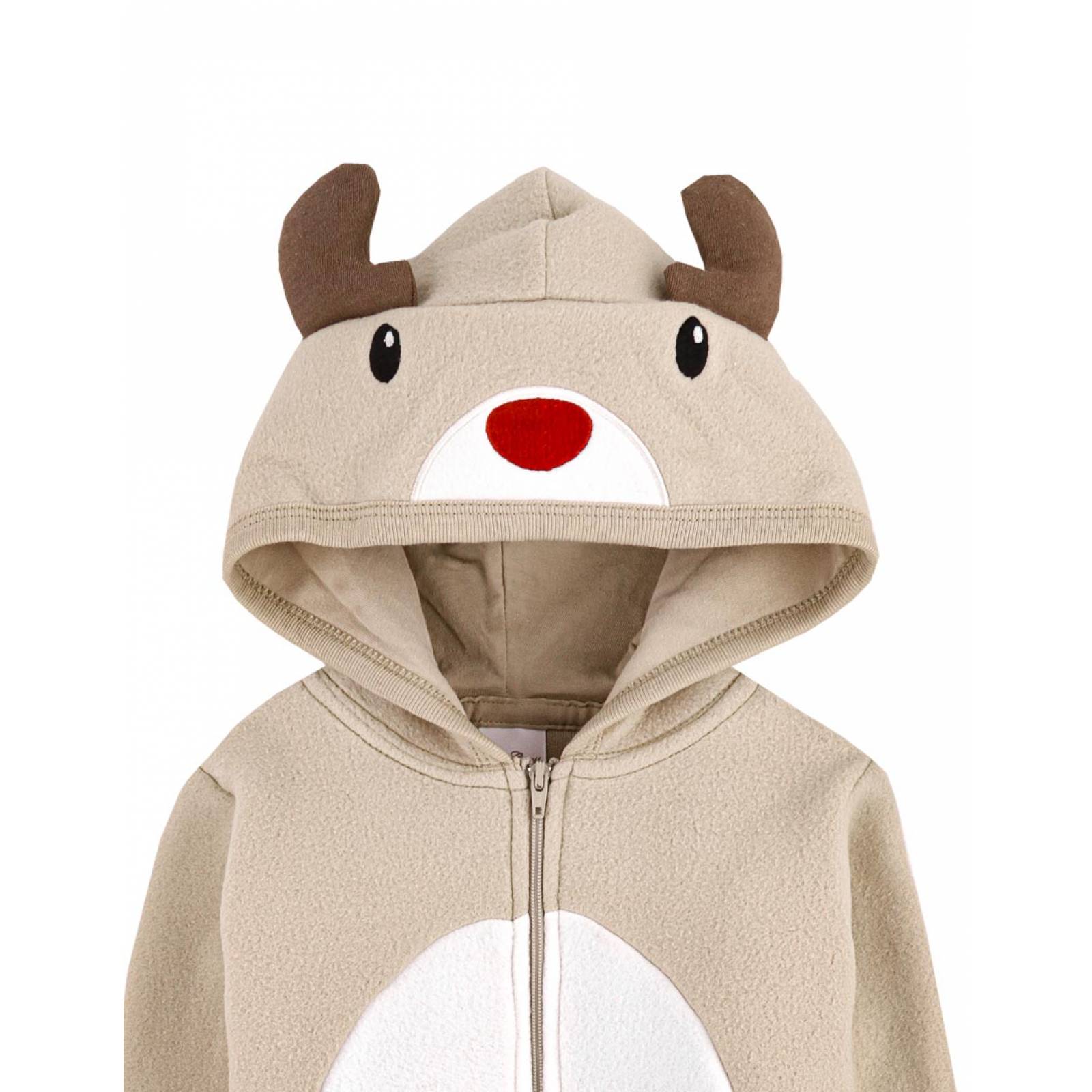 Mameluco Tipo Disfraz de Reno Manga Larga sin Pie en Microfleece