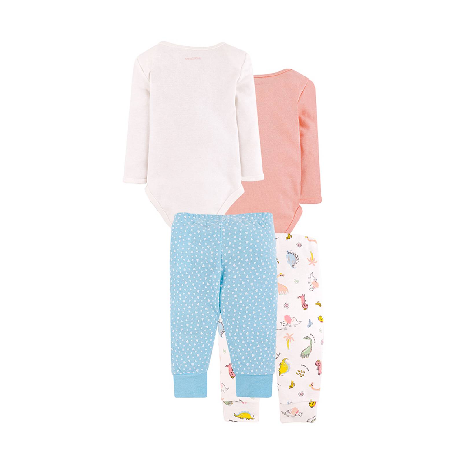 Conjunto de 6 Piezas en Algodón Hipoalergénico, Pañaleros Manga Larga, Pantalones y Tines