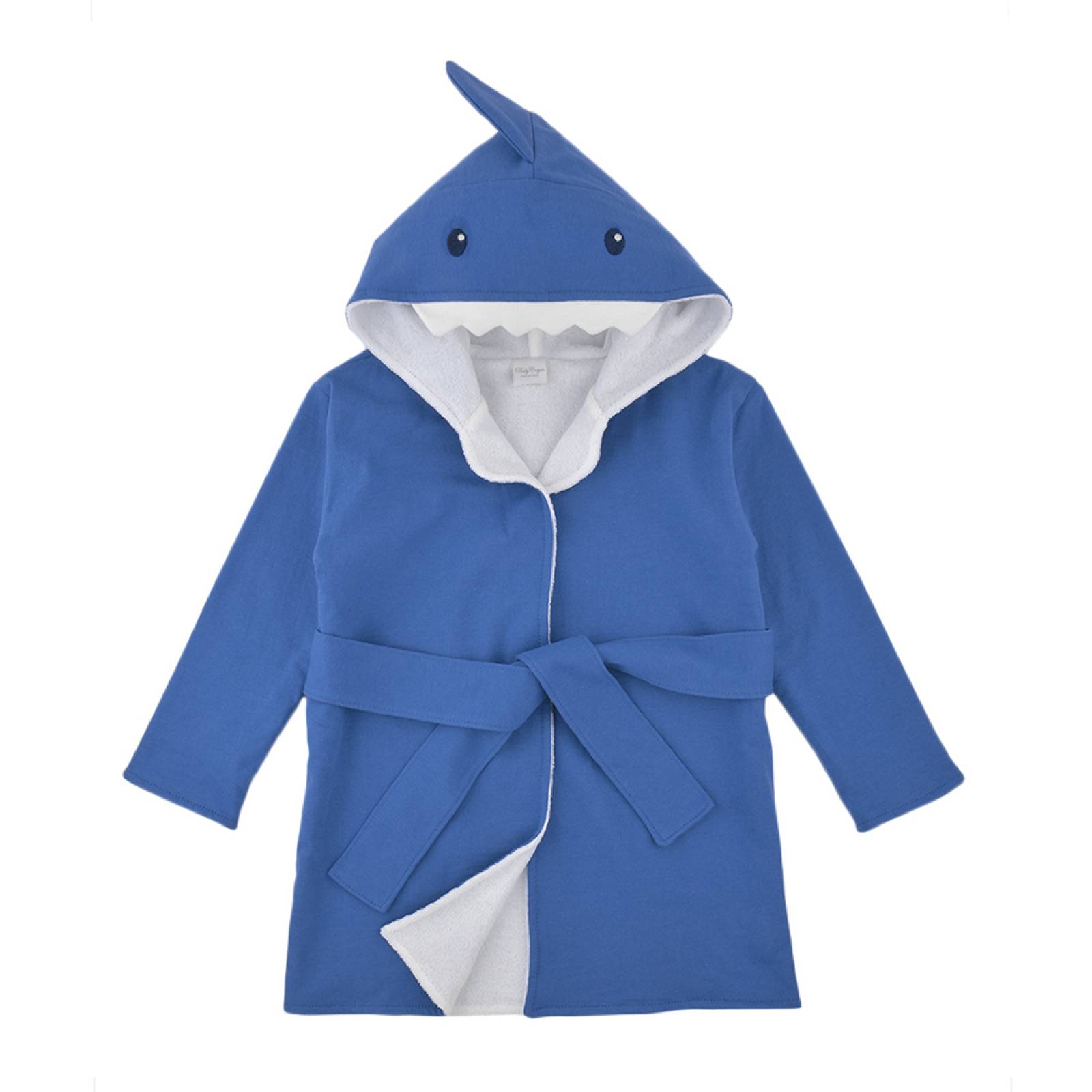 Bata de Baño con Gorro en Algodón Hipoalergénico Diseño de Tiburón
