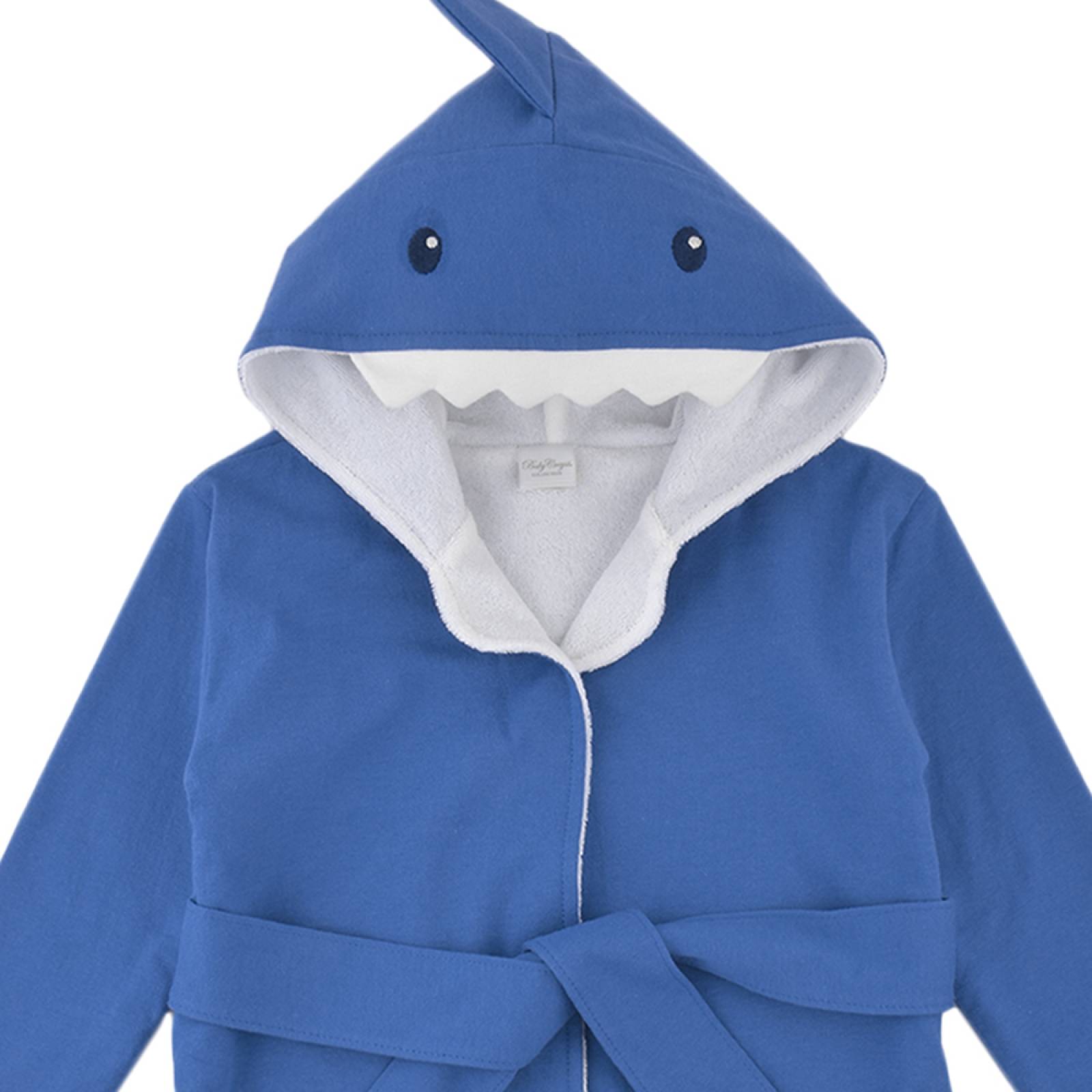 Bata de Baño con Gorro en Algodón Hipoalergénico Diseño de Tiburón
