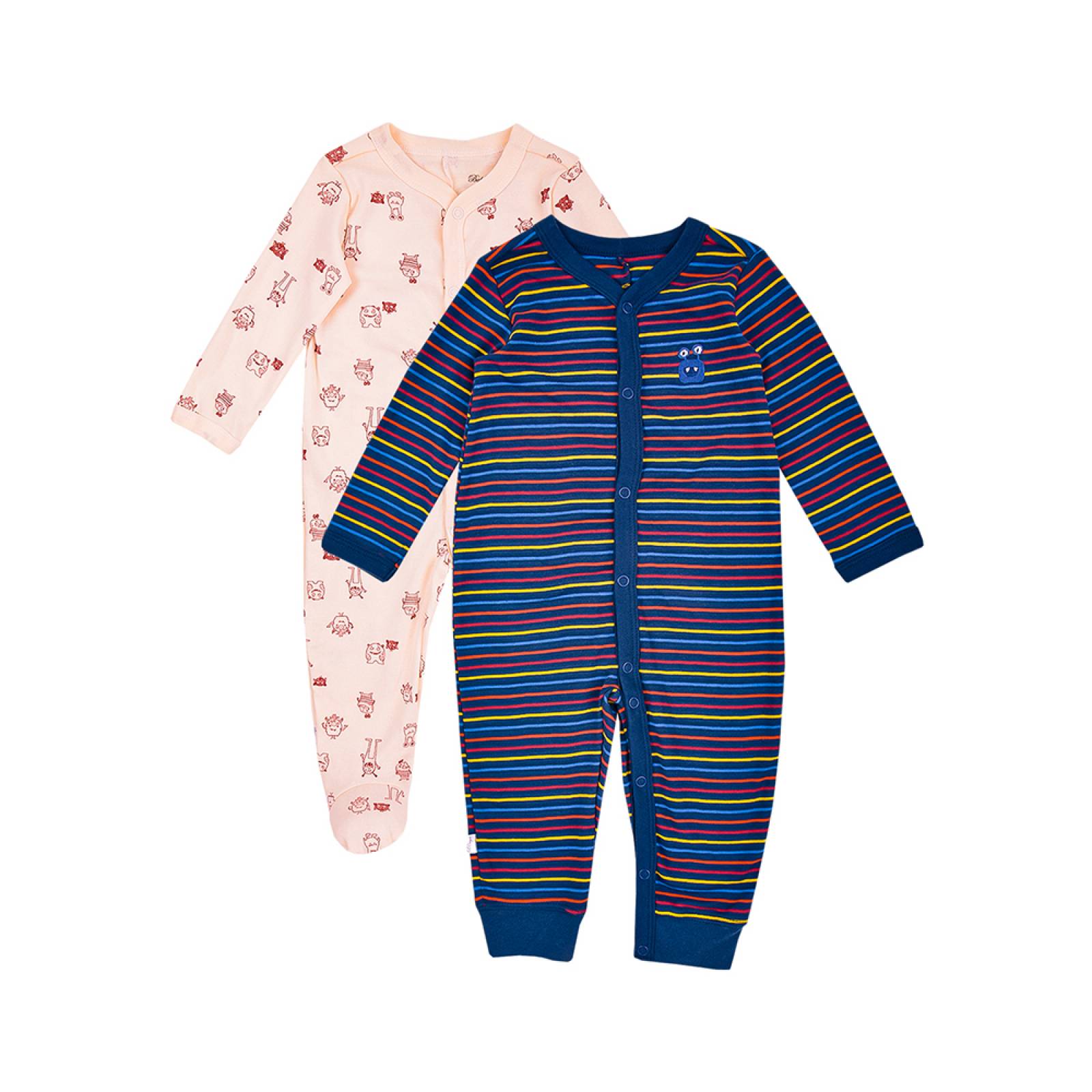 Set de 2 Piezas en Algodón Hipoalergénico Mameluco con Pie y sin Pie