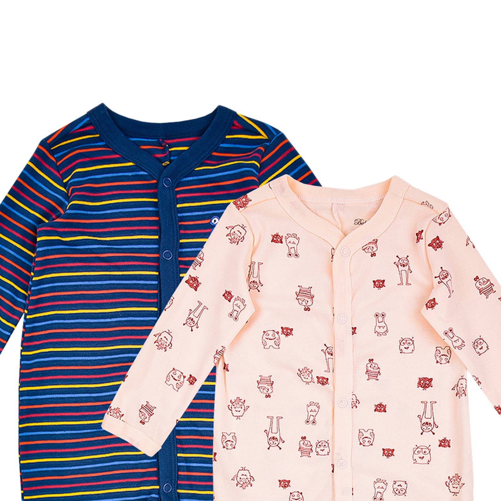 Set de 2 Piezas en Algodón Hipoalergénico Mameluco con Pie y sin Pie