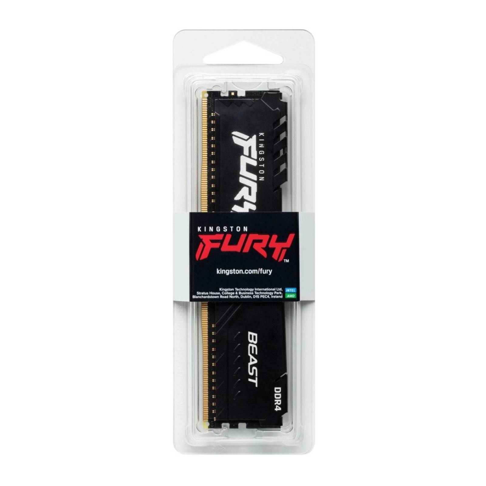 Memoria RAM Kingston FURY Beast Black DDR4, 3200MHz, 32GB, Non-ECC, CL16, XMP