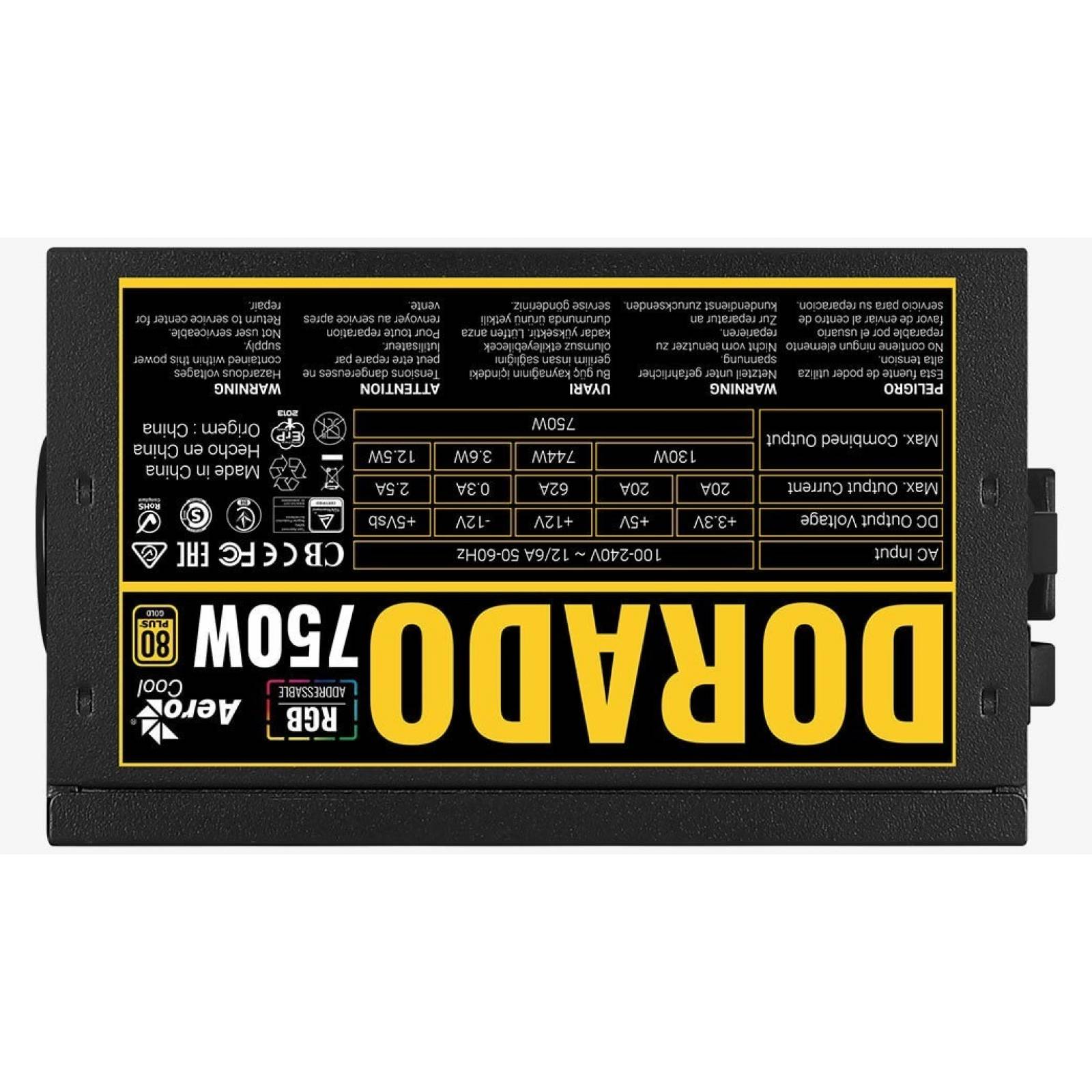 Fuente De Poder Aerocool Dorado 750w 80+oro Argb