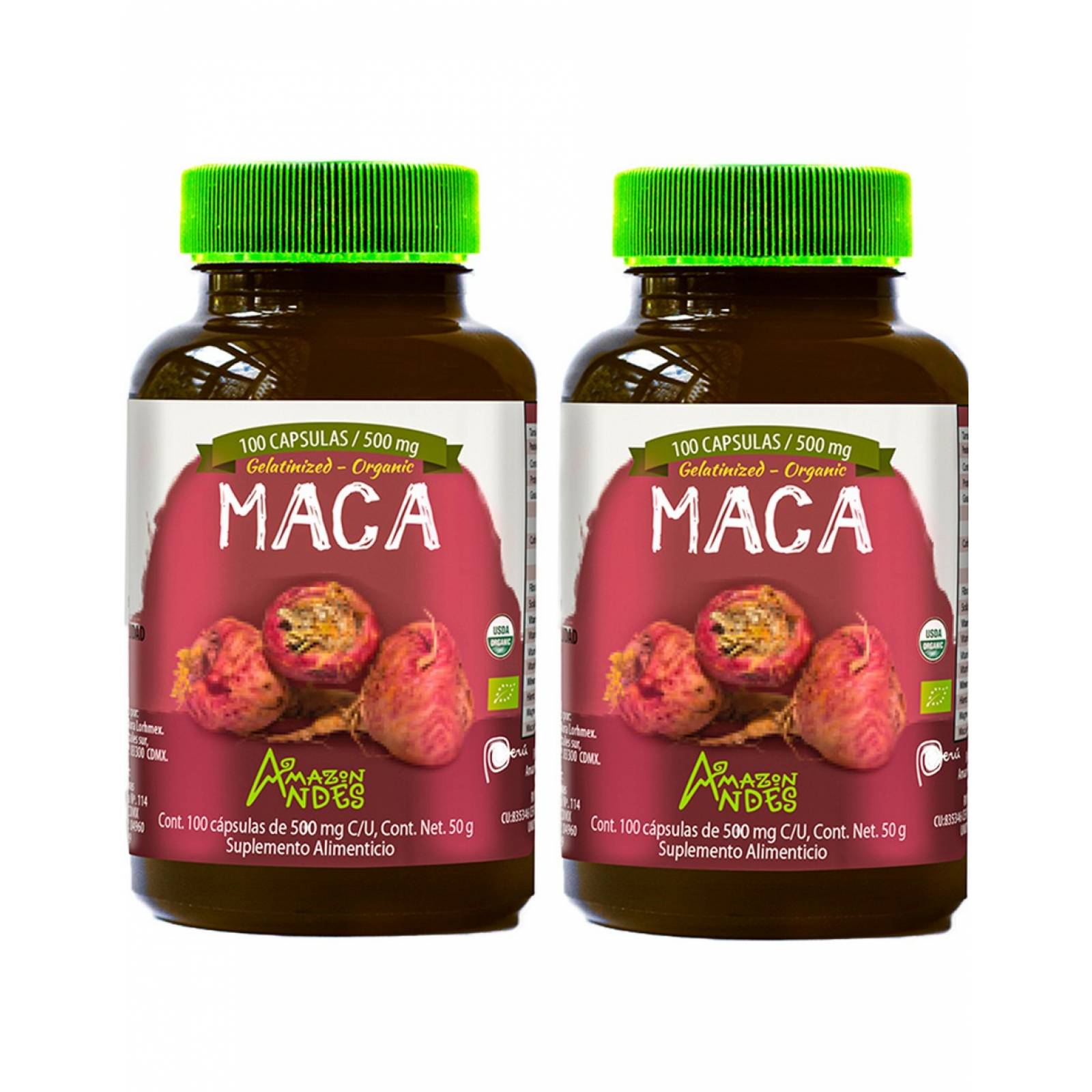 Kit Macá Roja Orgánica en Cápsulas (original de Perú) 2 Unidades
