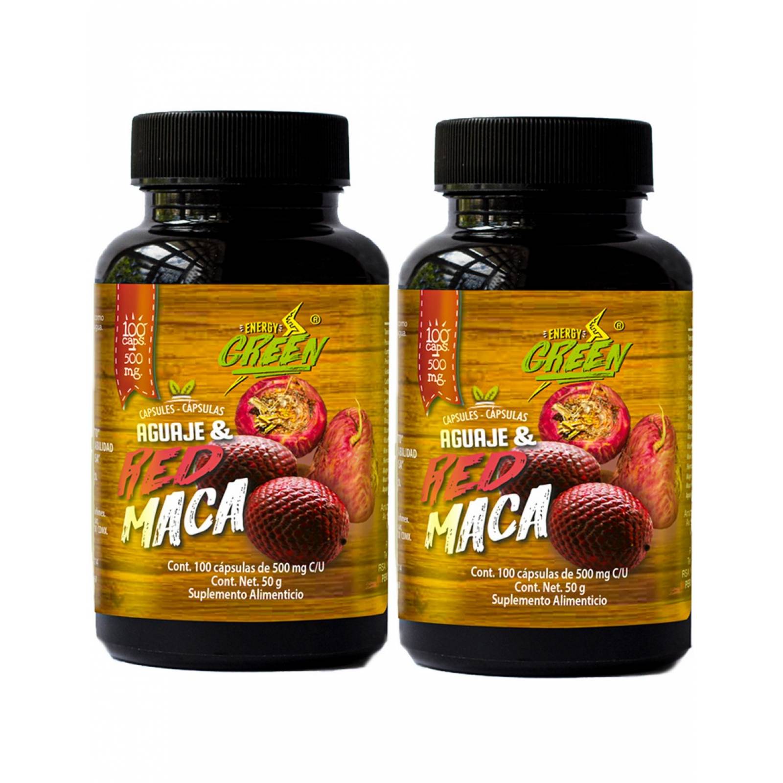 Aguaje y  Maca Roja en Cápsulas (100 Caps X 500 Mg)  2 Unidades