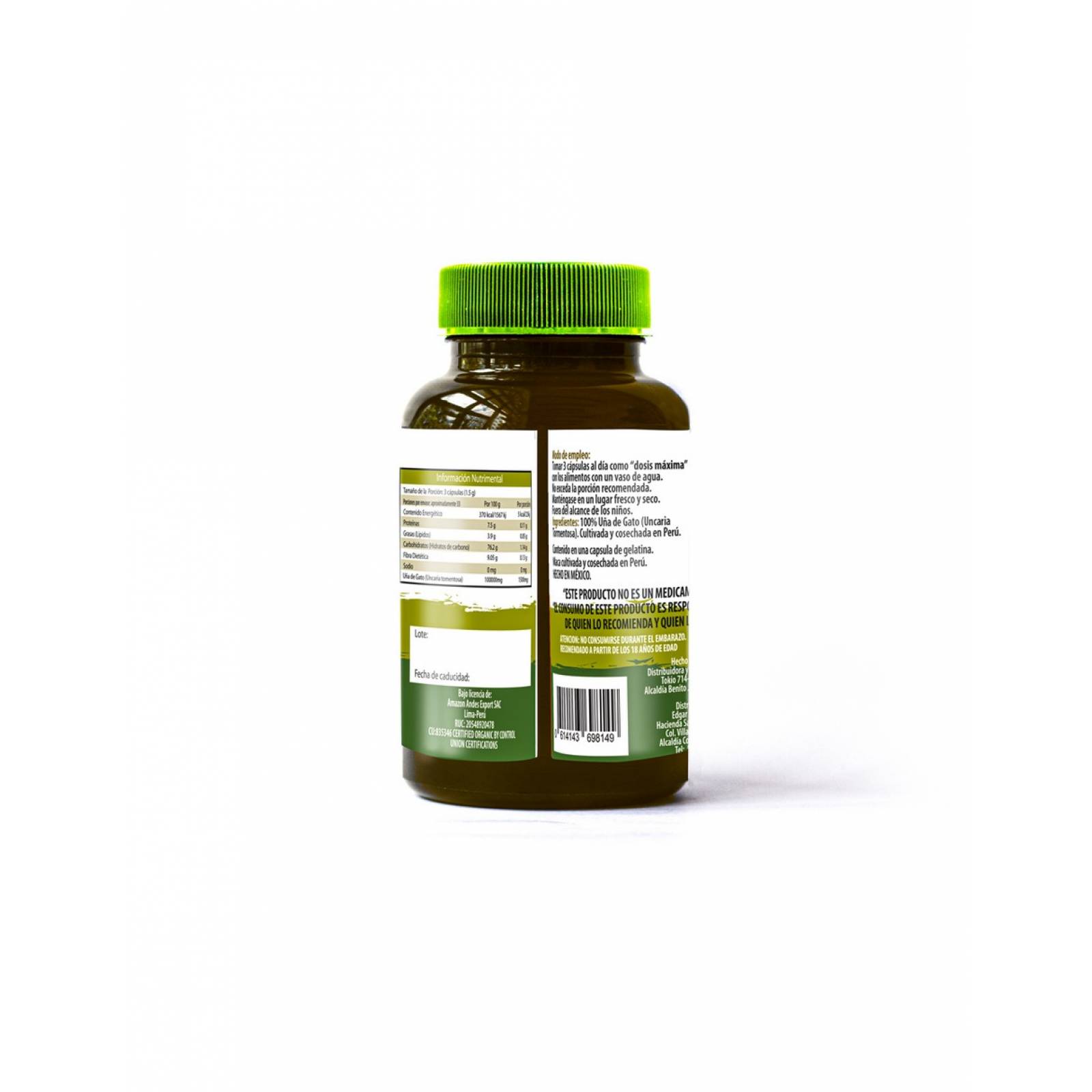 Uña de gato en Cápsulas, Orgánica (100 Caps de 500mg)