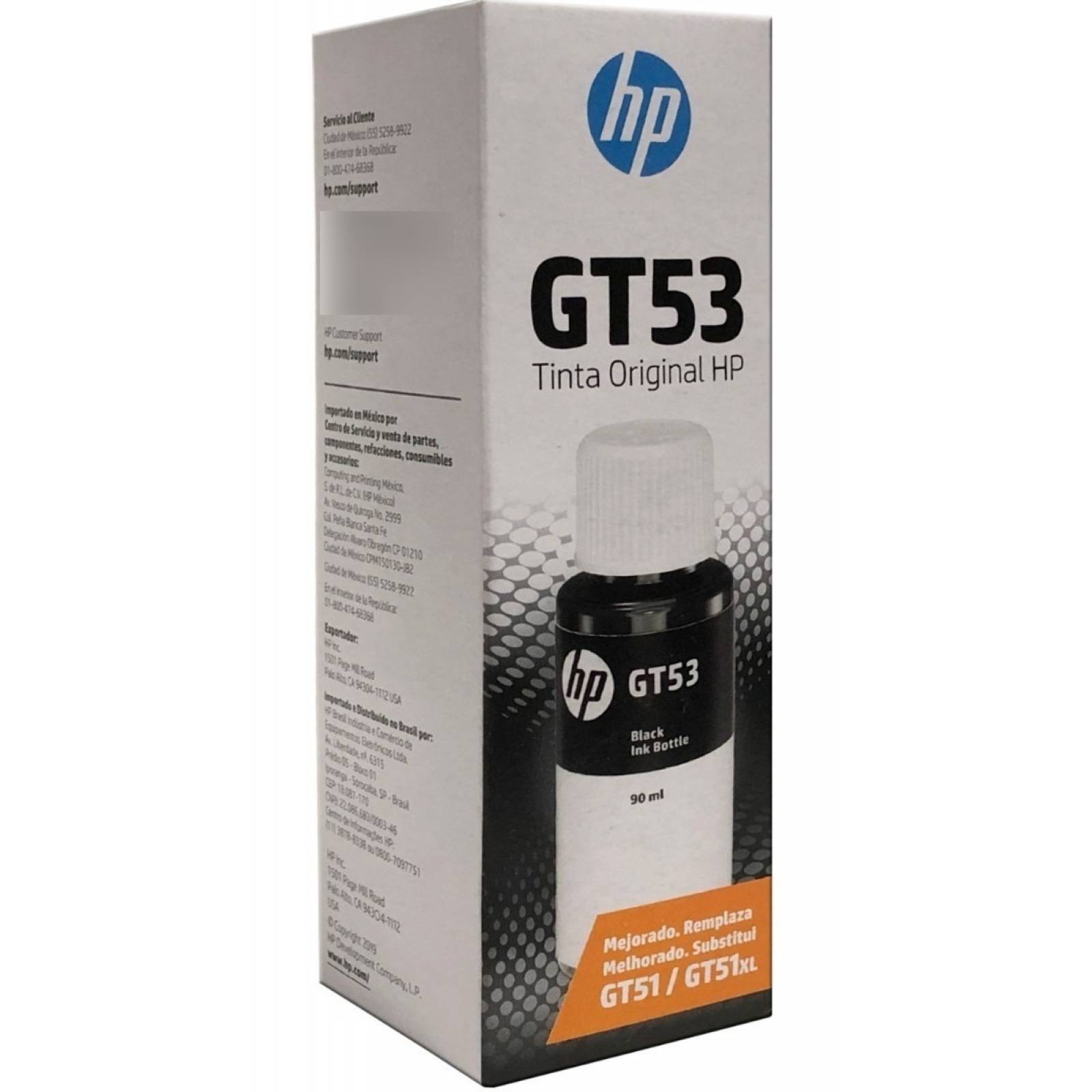 Botella Tinta Hp Gt51 / Gt53 Negro 1vv22al Original Mejorado
