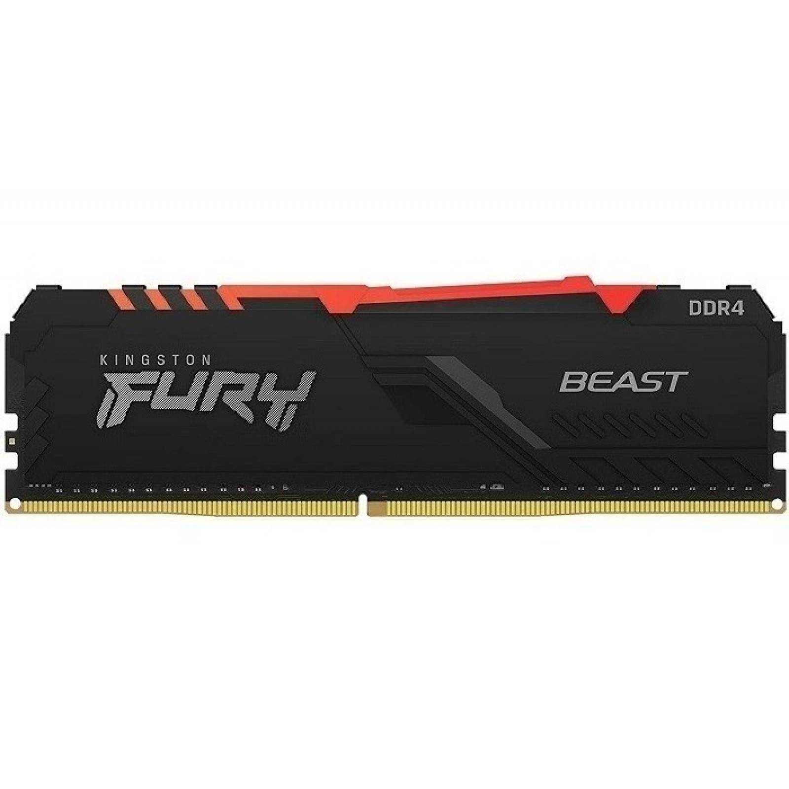 Memoria RAM Fury Beast DDR4 RGB gamer color negro 16GB 1 Kingston KF432C16BB1A/16