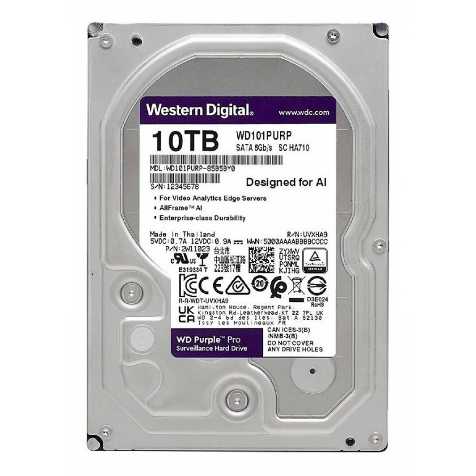 Disco Duro Interno Wester Digital Wd101purp Pro 10tb 3.5