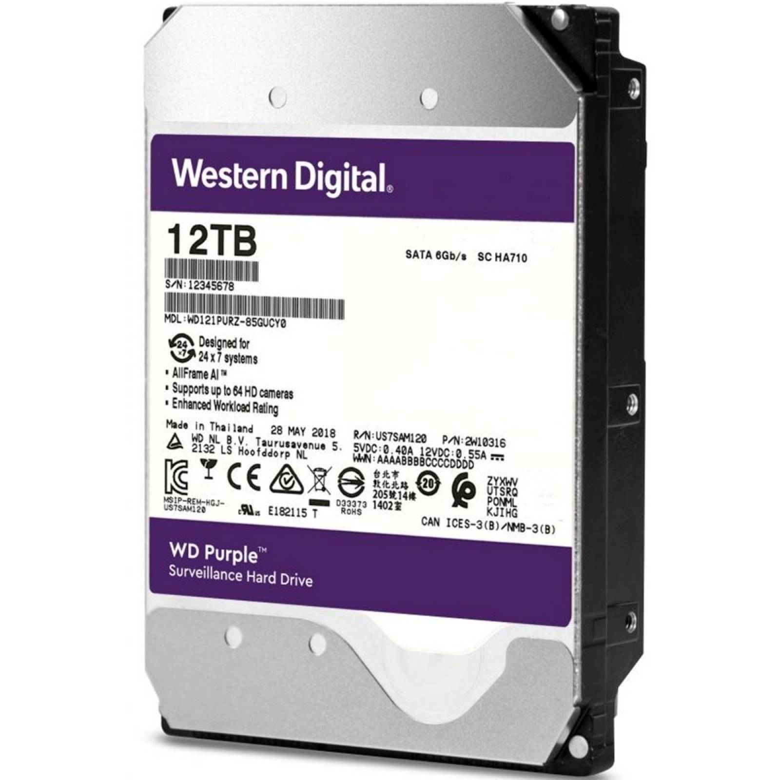 Disco Duro 12tb Western Digital Purplepro Videovigilancia