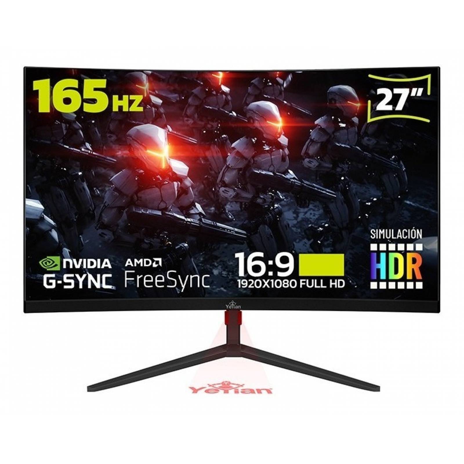Monitor Gamer Curvo Yeyian Sigurd 3001 Fhd 1ms 165hz 27