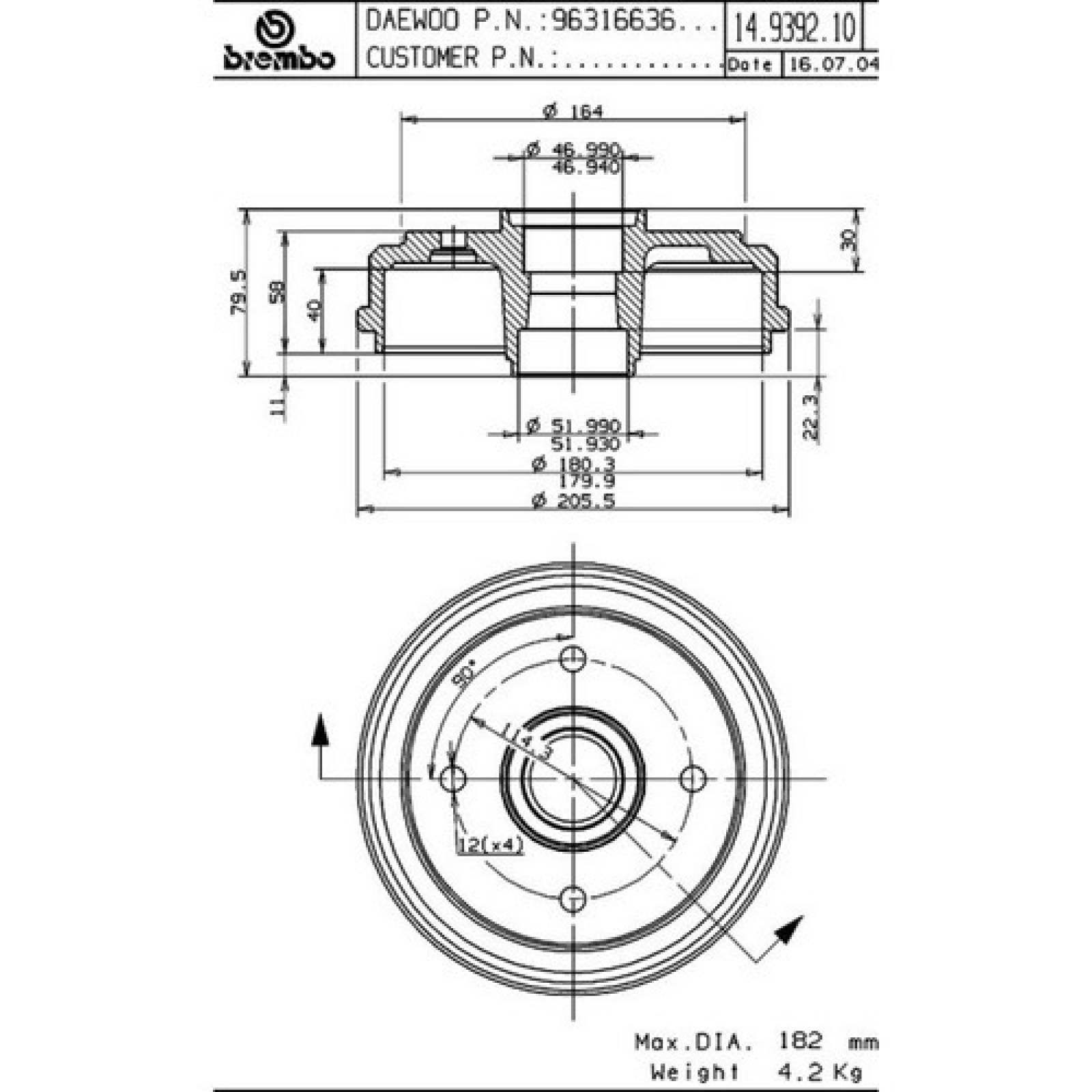 Tambor Trasero Matiz 4cil 1 2011 2012 2013 2014 2015