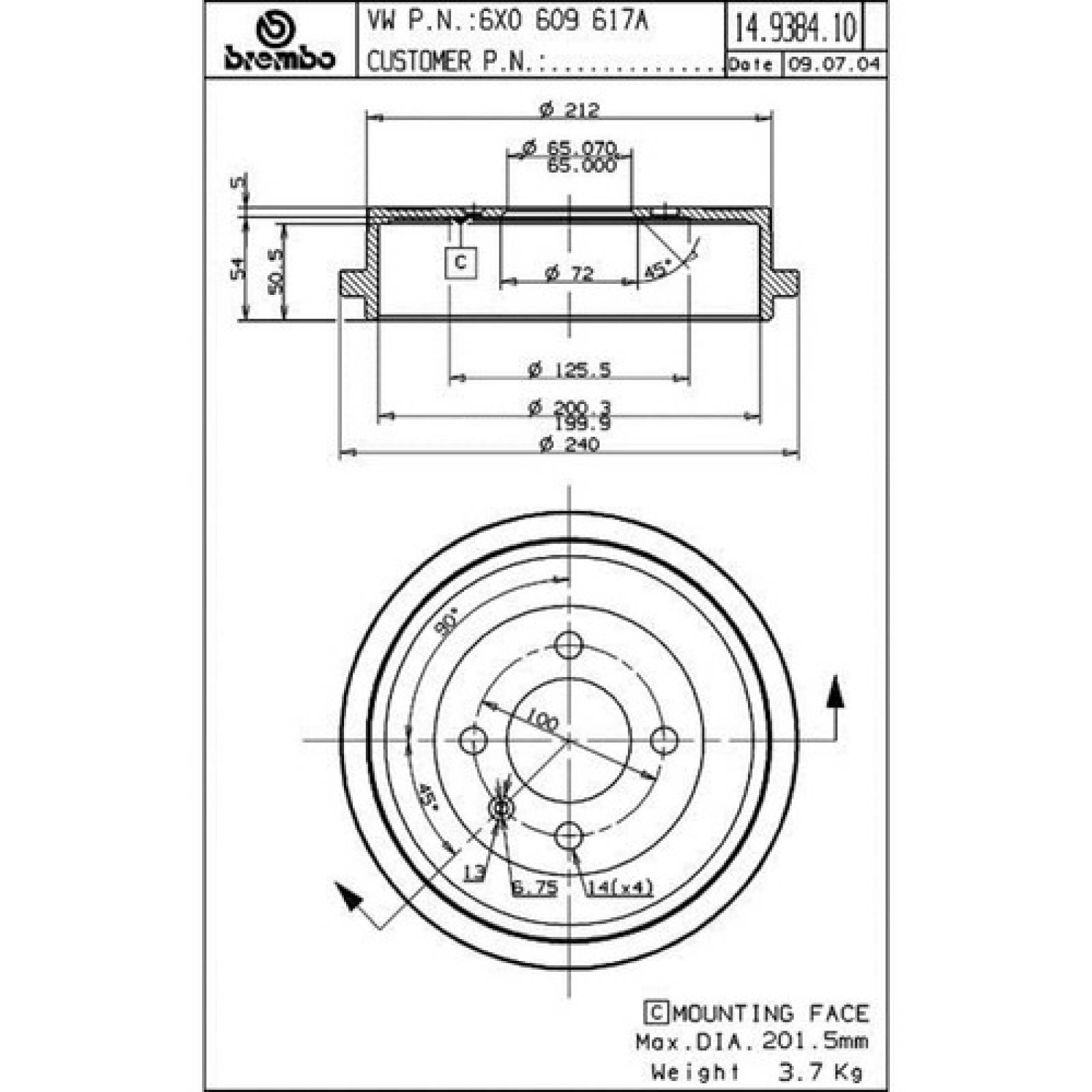 Tambor Trasero Ibiza 4cil 2001 2002