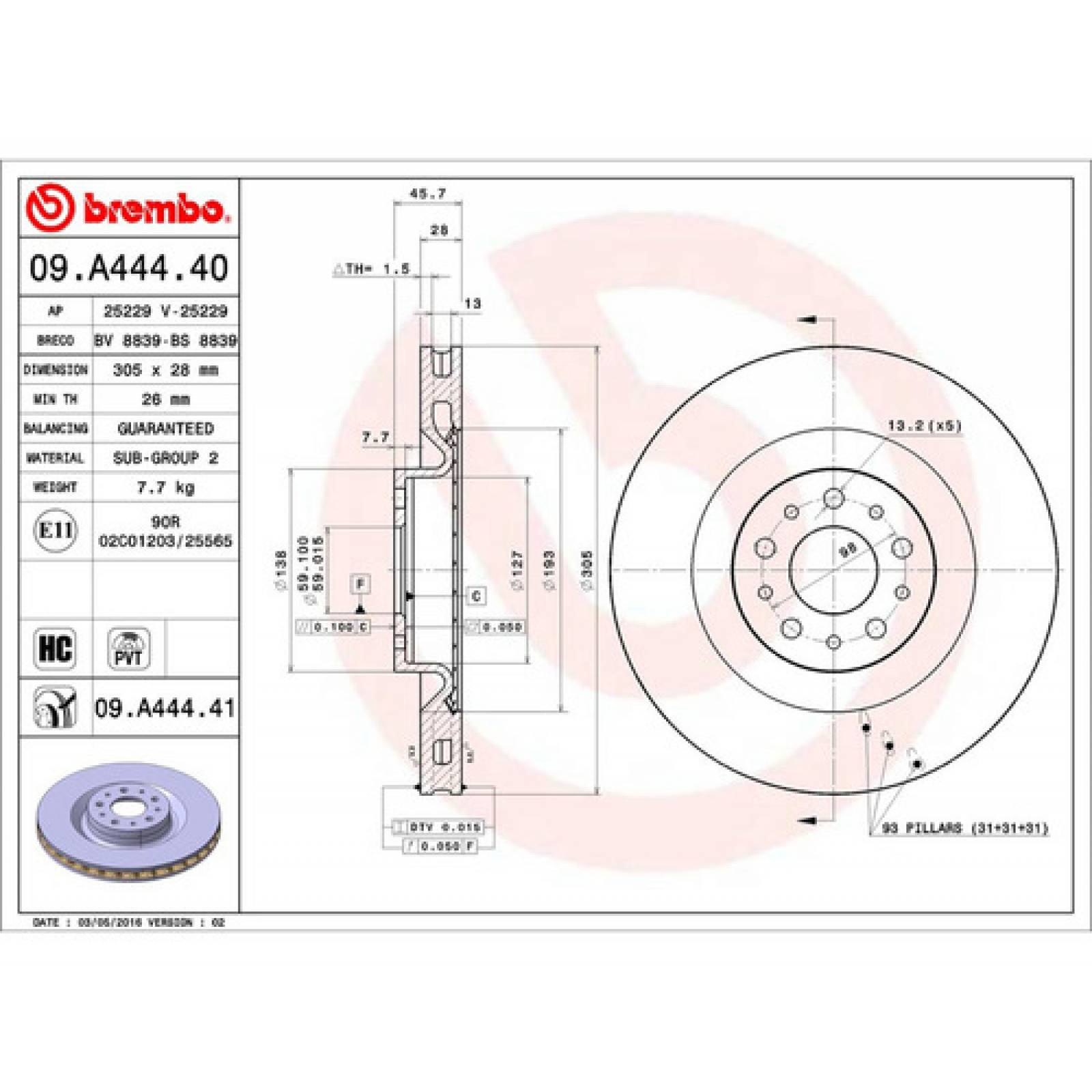 Disco Delantero Fiat 500l 4cil 2014-2020