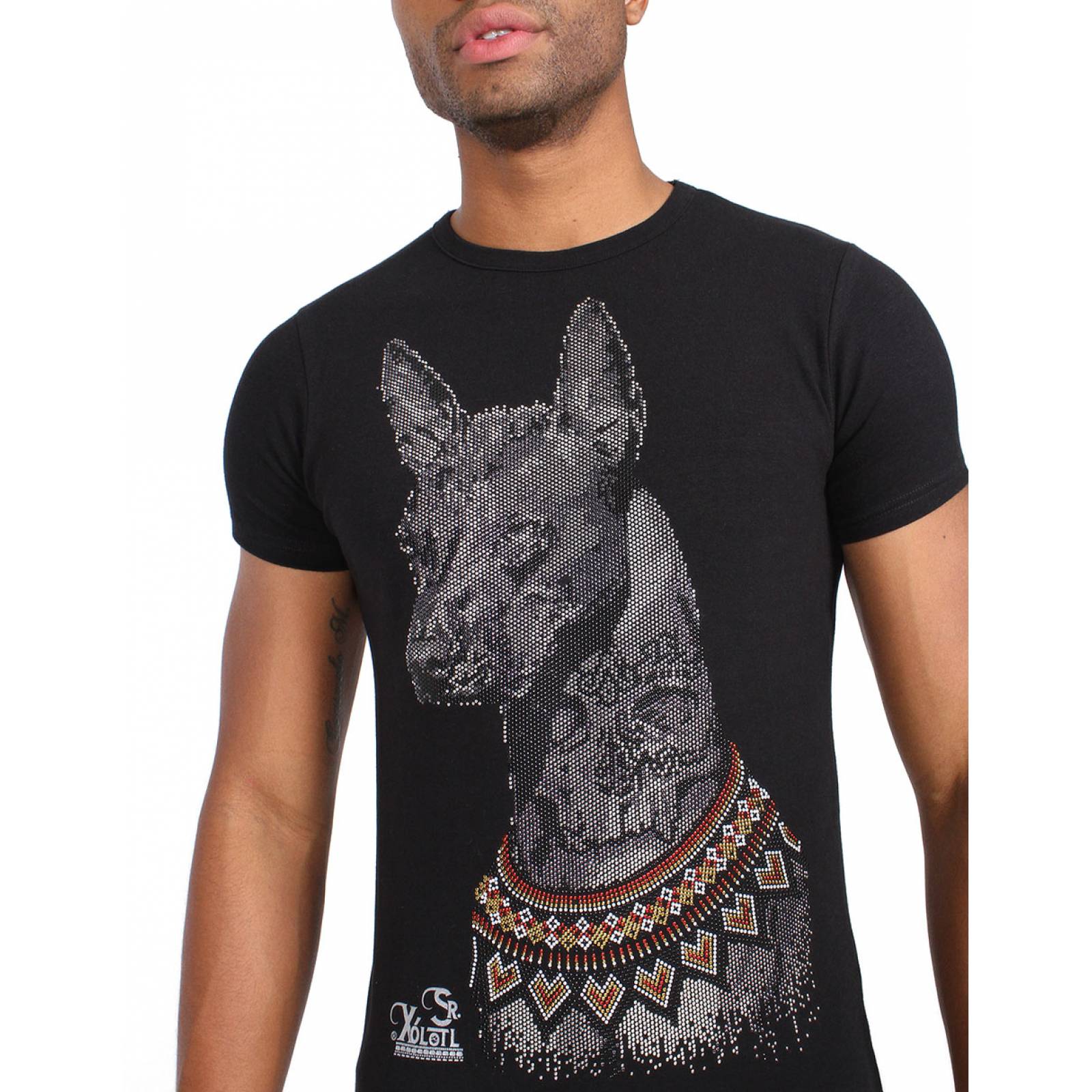 Playera Xoloitzcuintle Huichol en Estoperol, Sr. Xólotl Mx para Caballero.