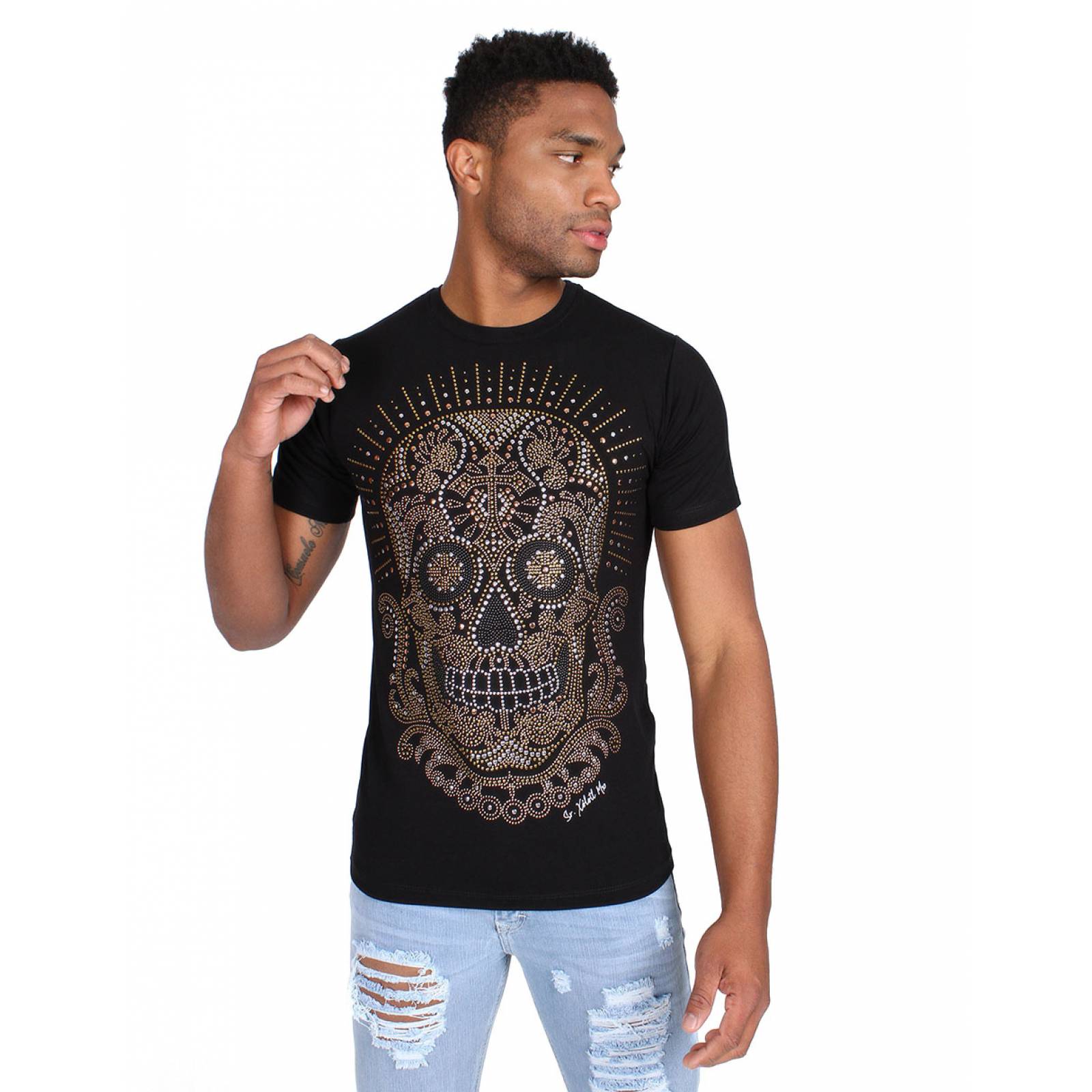 Playera Calavera en Estoperol, Sr. Xólotl Mx para Caballero.