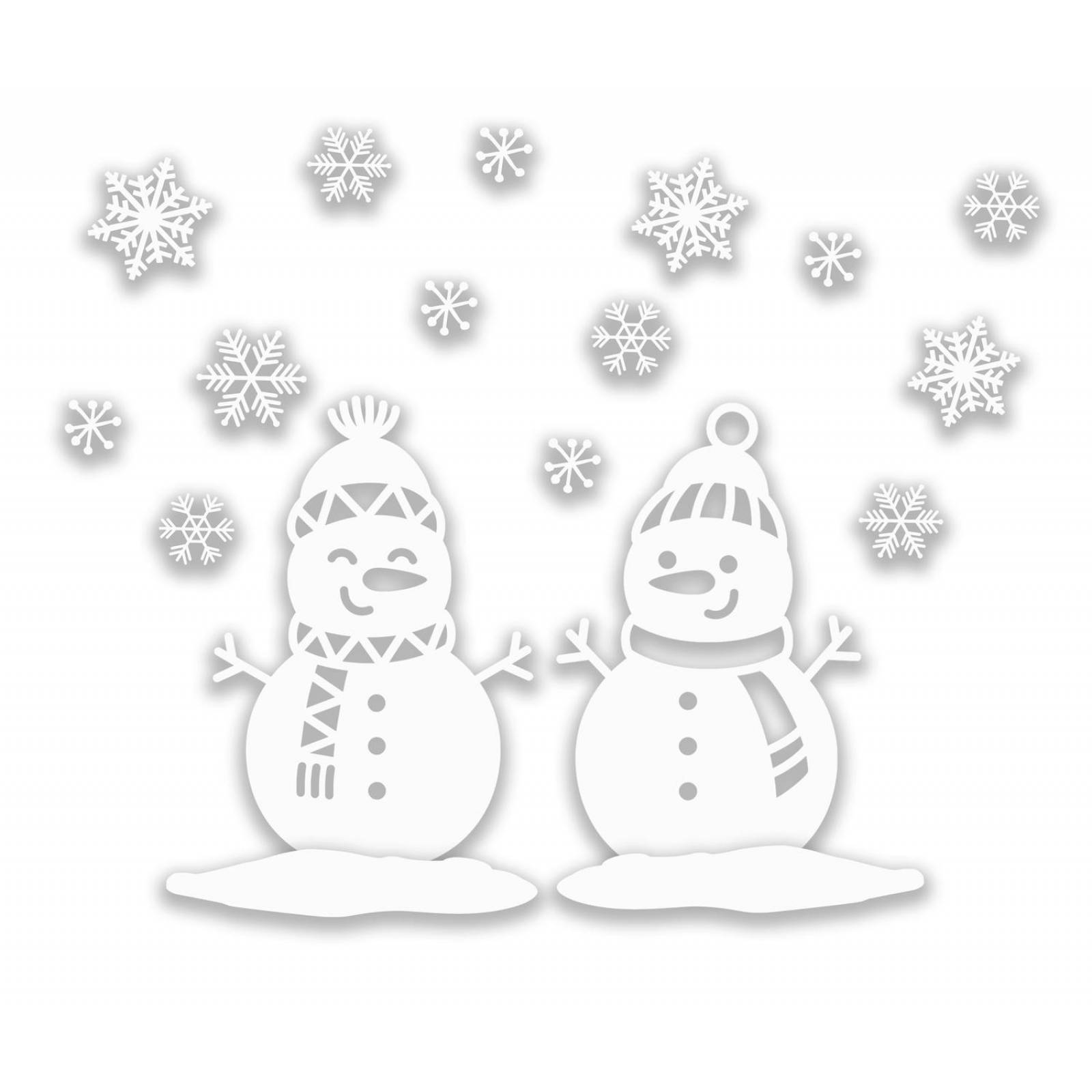 Vinil Decorativo Copos + Monos de Nieve Sin Pegamento 