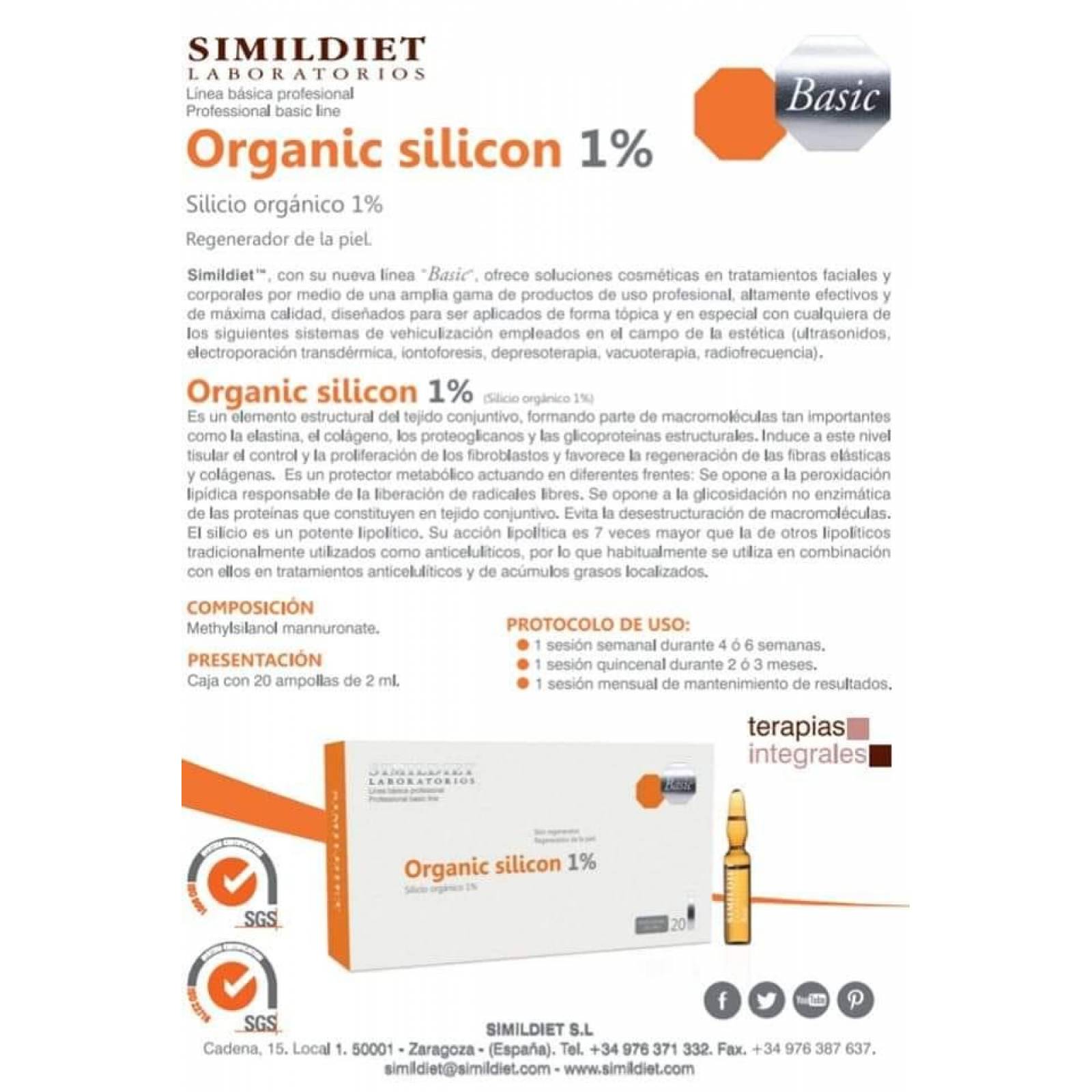 Simildiet Silicio orgánico 1% 20 ampolletas de 2ml