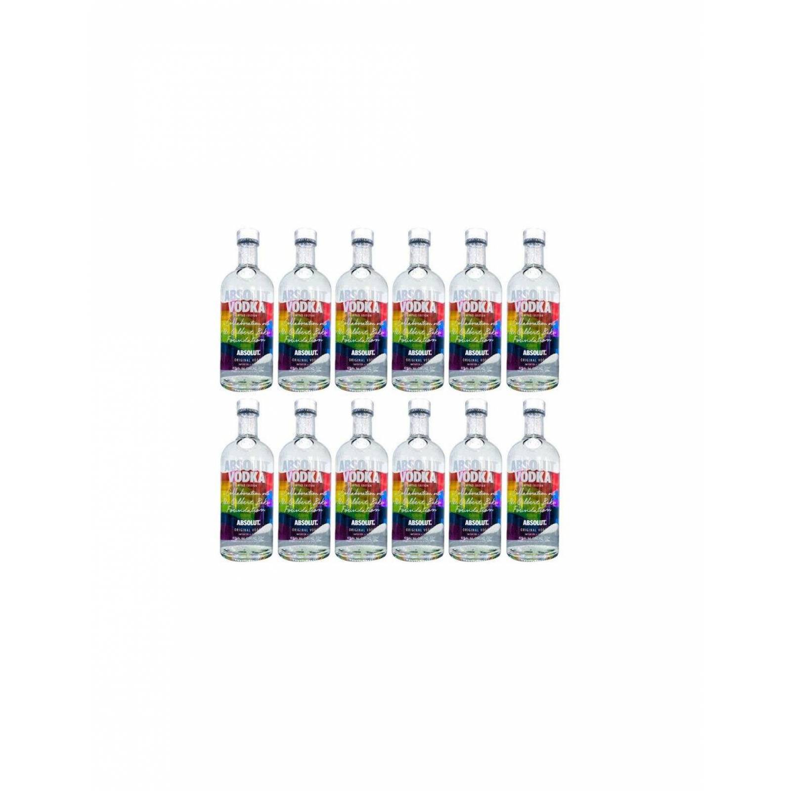 Caja de 12 Vodka Absolut Rainbow 750 ml 