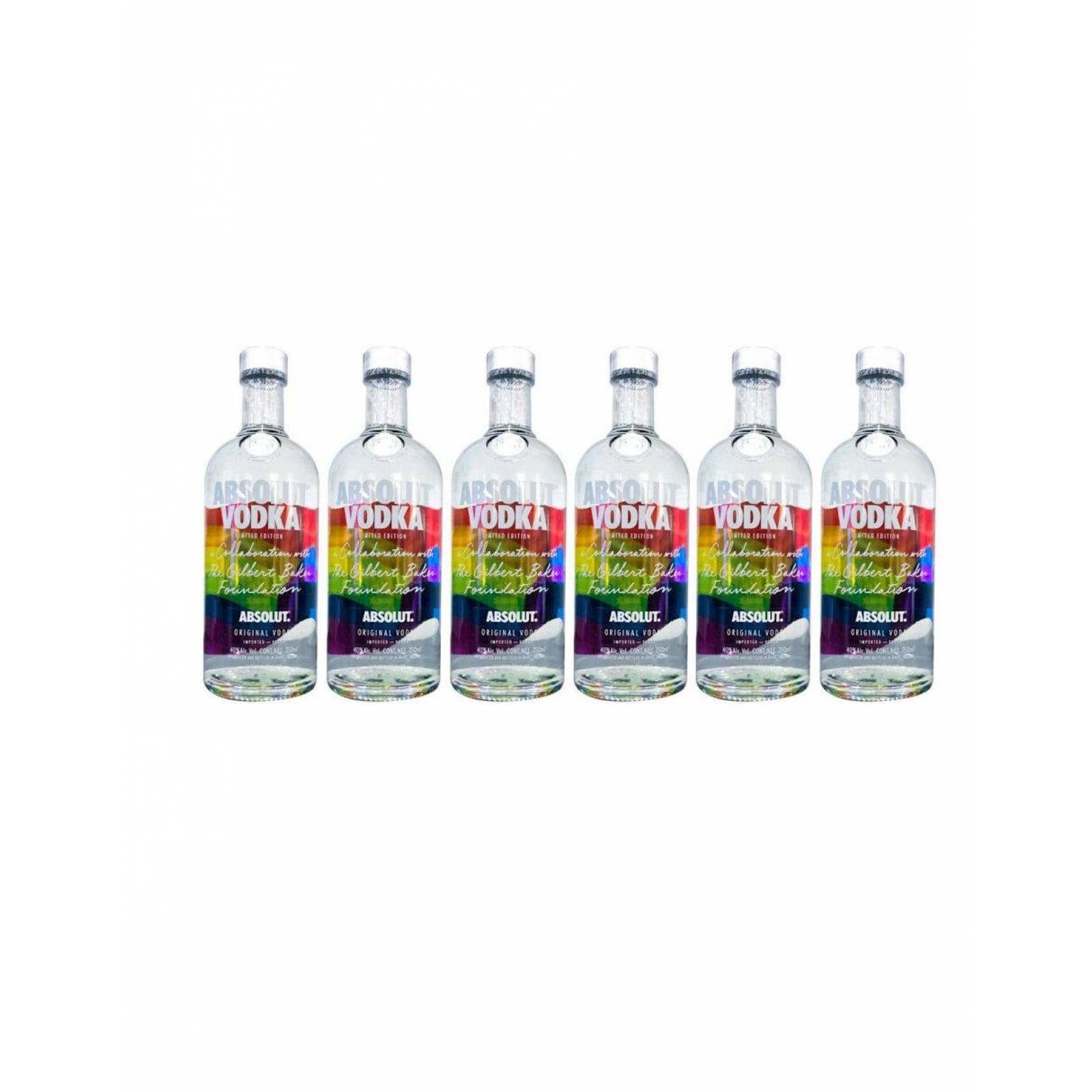 Pack de 6 Vodka Absolut Rainbow 750 ml 