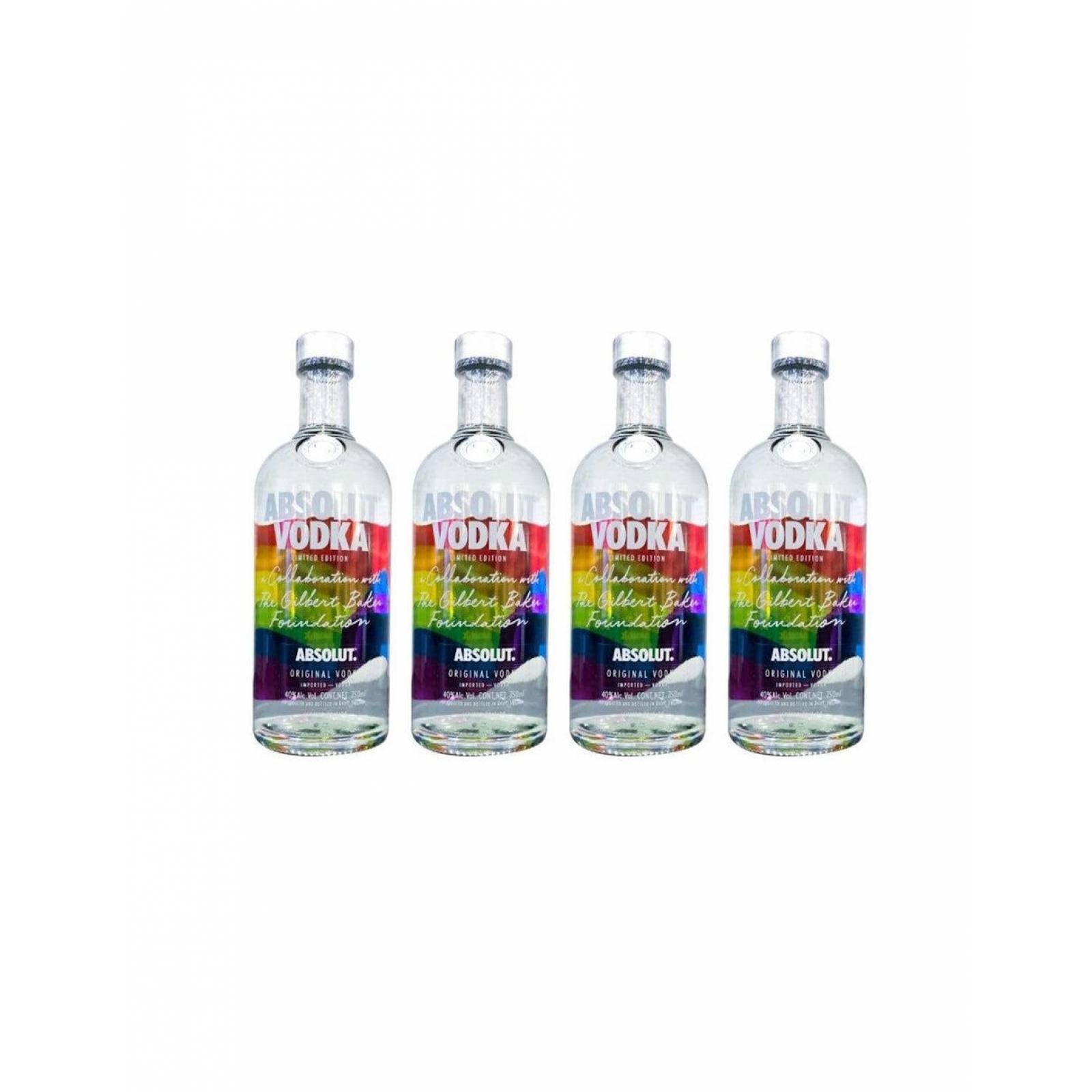 Pack de 4 Vodka Absolut Rainbow 750 ml 