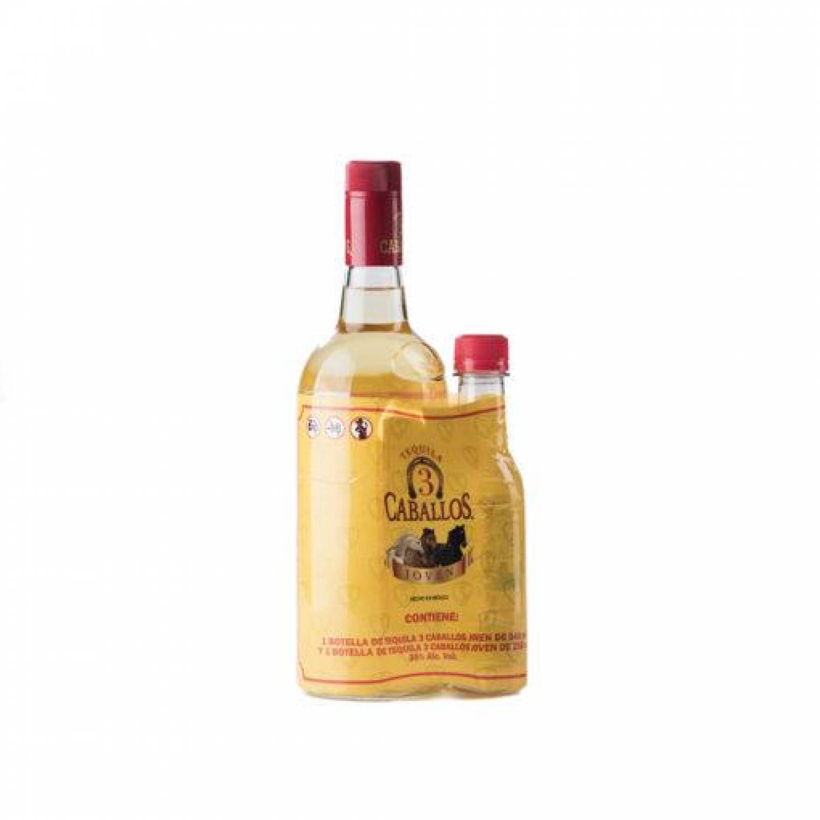 Pack de 6 Tequila 3 Caballos Joven 250 ml + 940 ml 