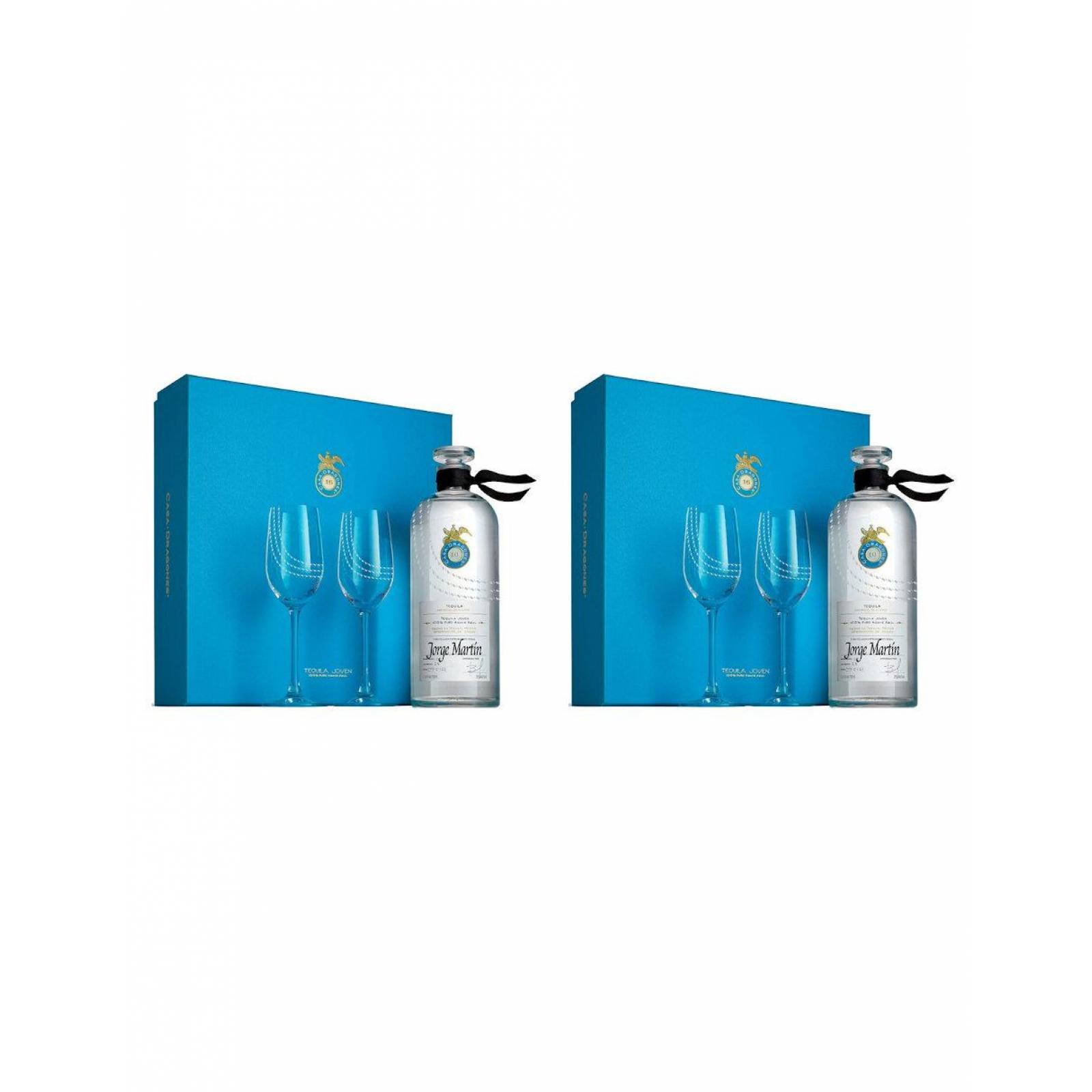 Pack de 2 Tequila Casa Dragones Joven +2 Copas Personalizada 750 ml 