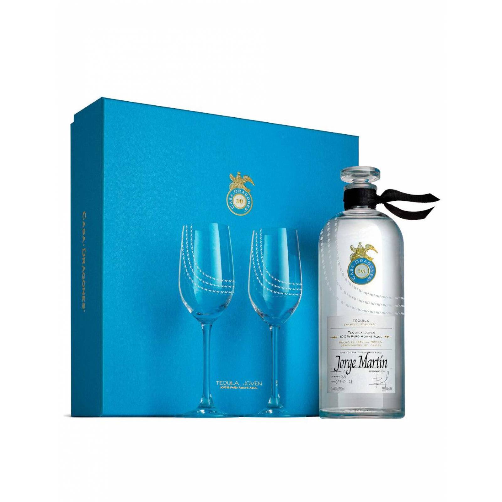Pack de 2 Tequila Casa Dragones Joven +2 Copas Personalizada 750 ml 