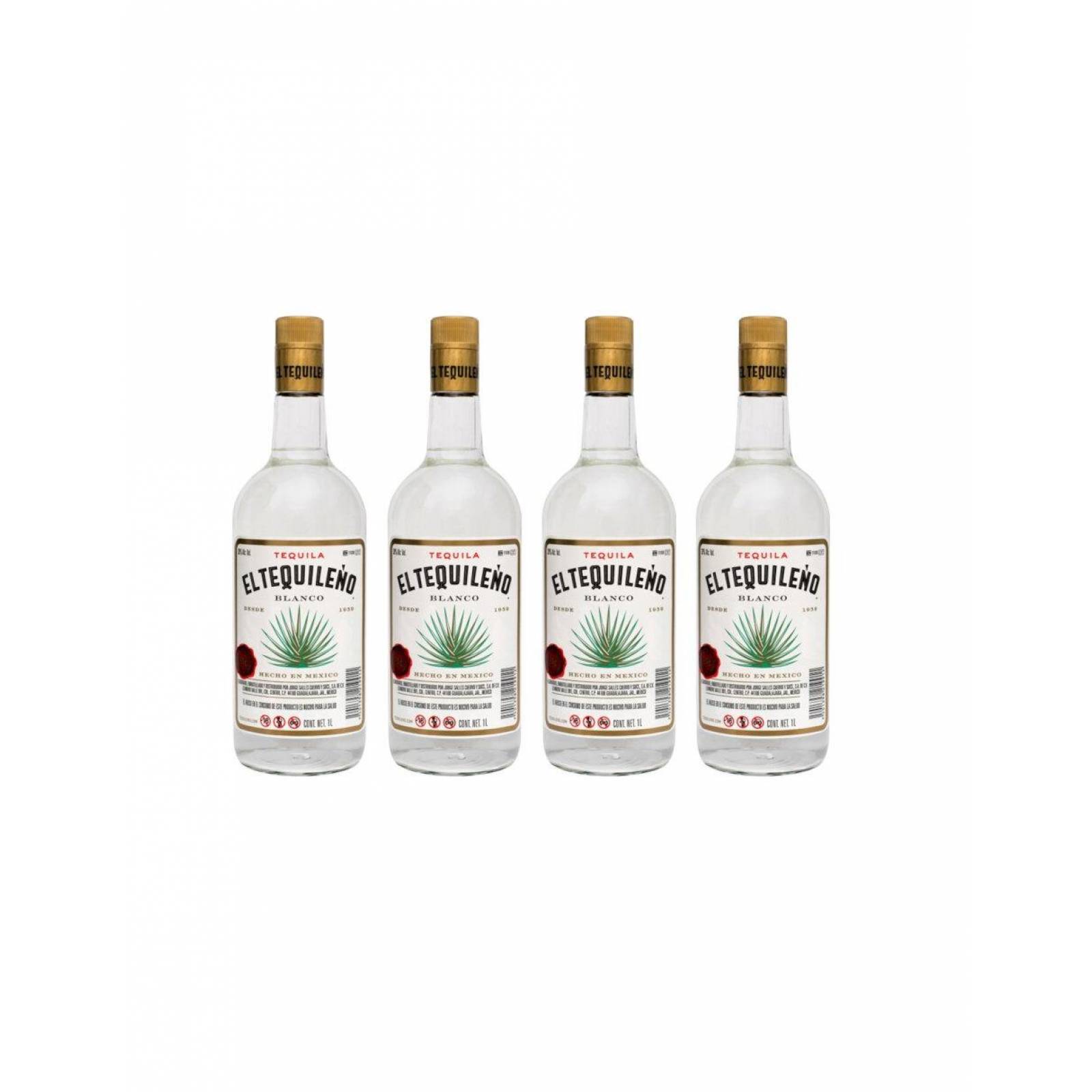 Pack de 4 Tequila Tequileño Blanco 1 L 