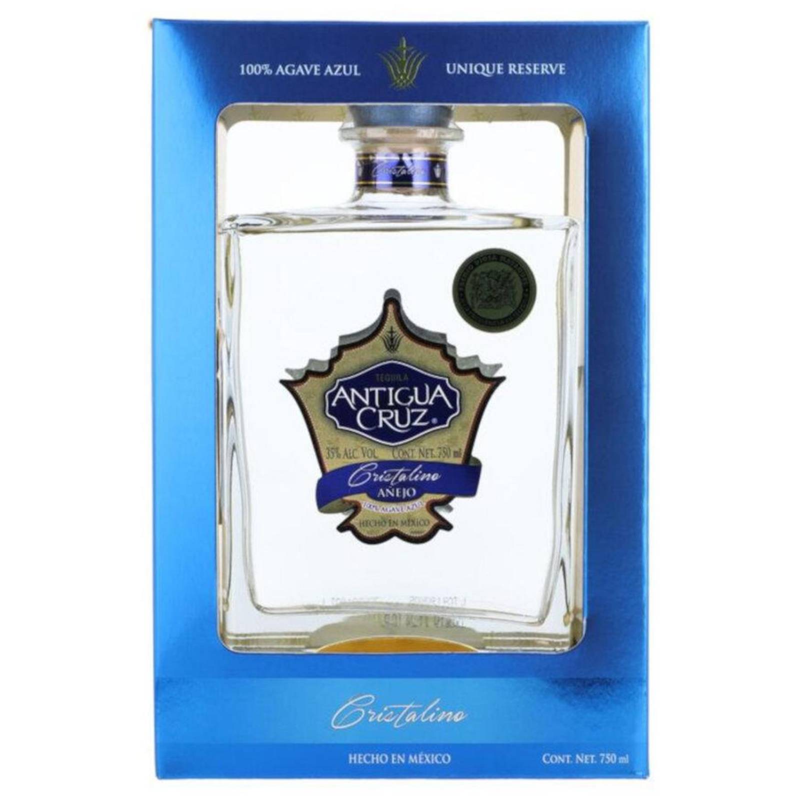 Tequila Antigua Cruz Añejo Cristalino 100% 750 ml